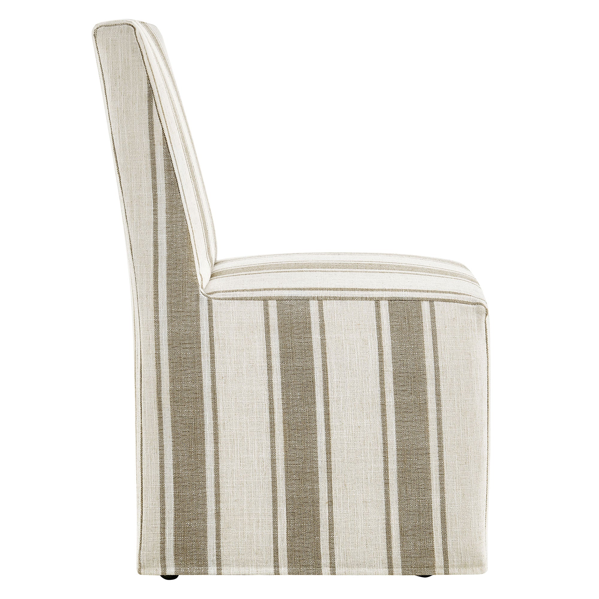 Tessera Striped Slipcovered Dining Side Chair, Tan Stripe