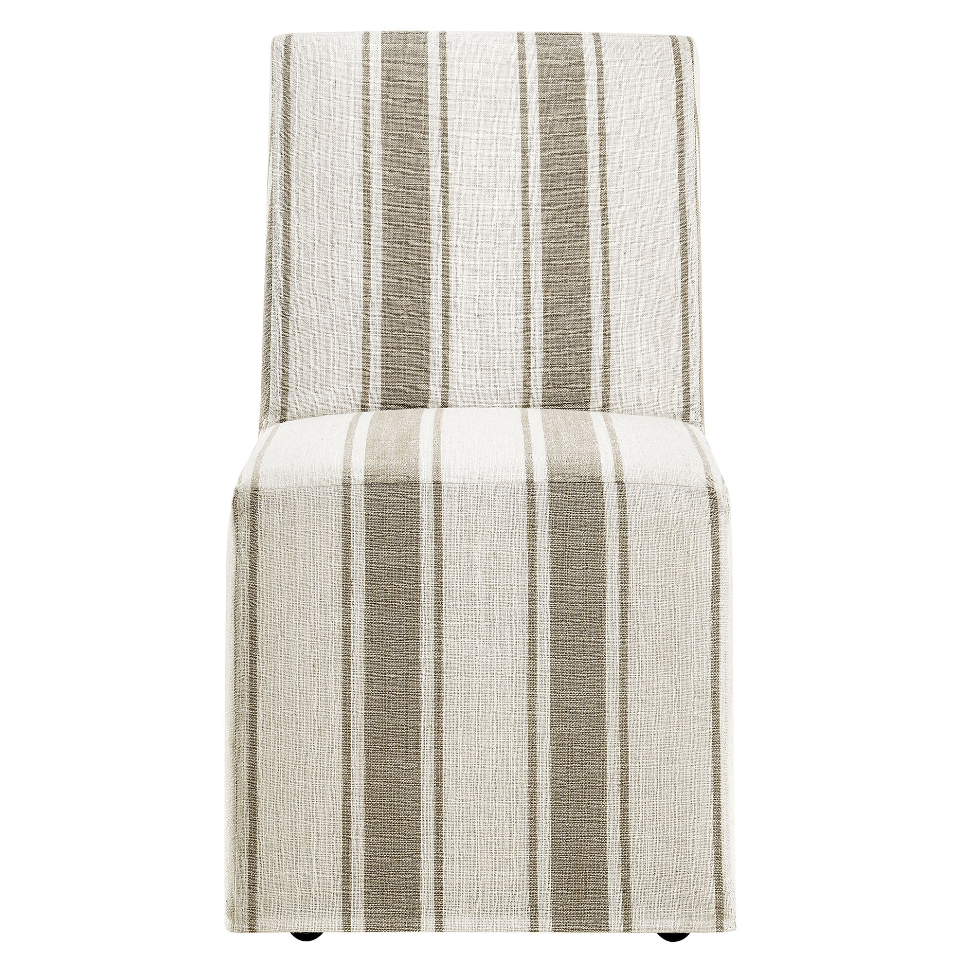 Tessera Striped Slipcovered Dining Side Chair, Tan Stripe