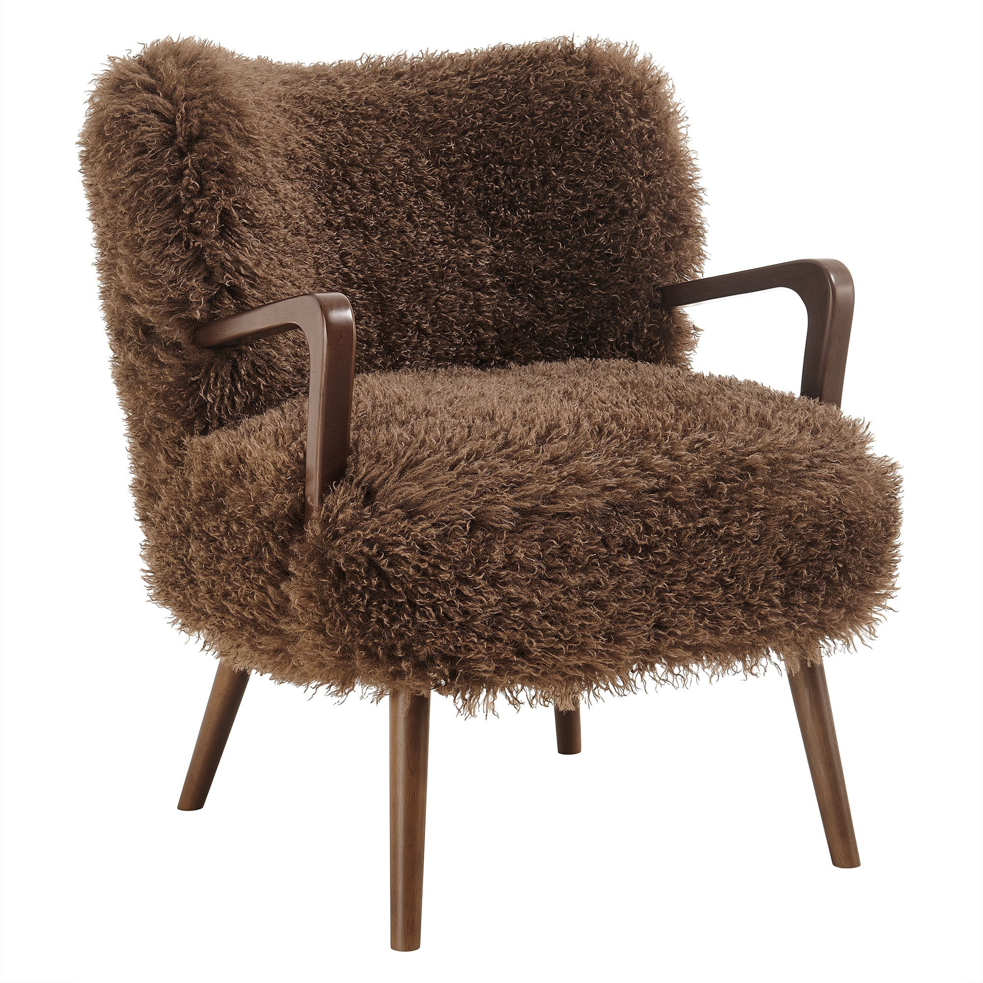 Zerra Faux Shearling Accent Armchair, Brown