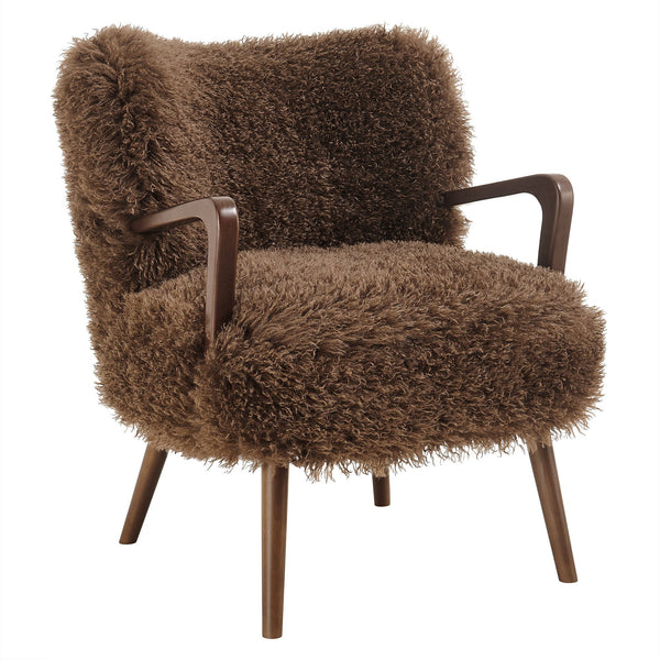 Zerra Faux Shearling Accent Armchair, Brown