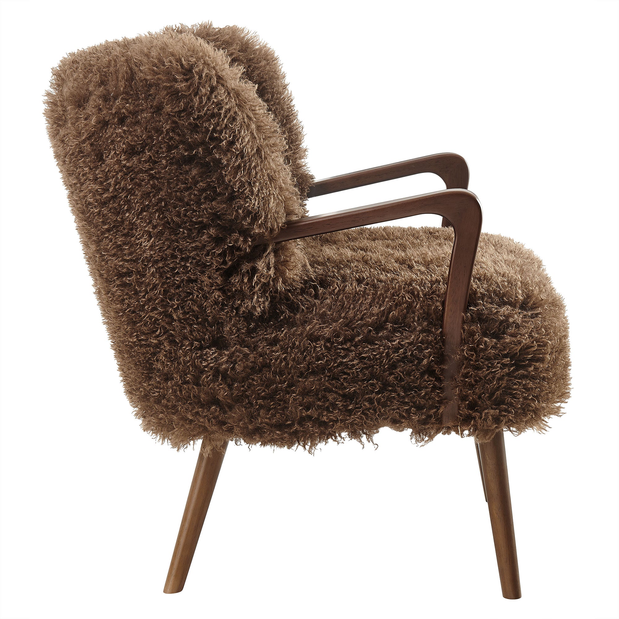 Zerra Faux Shearling Accent Armchair, Brown