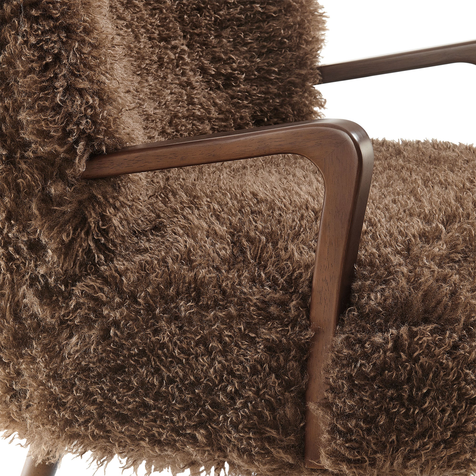 Zerra Faux Shearling Accent Armchair, Brown