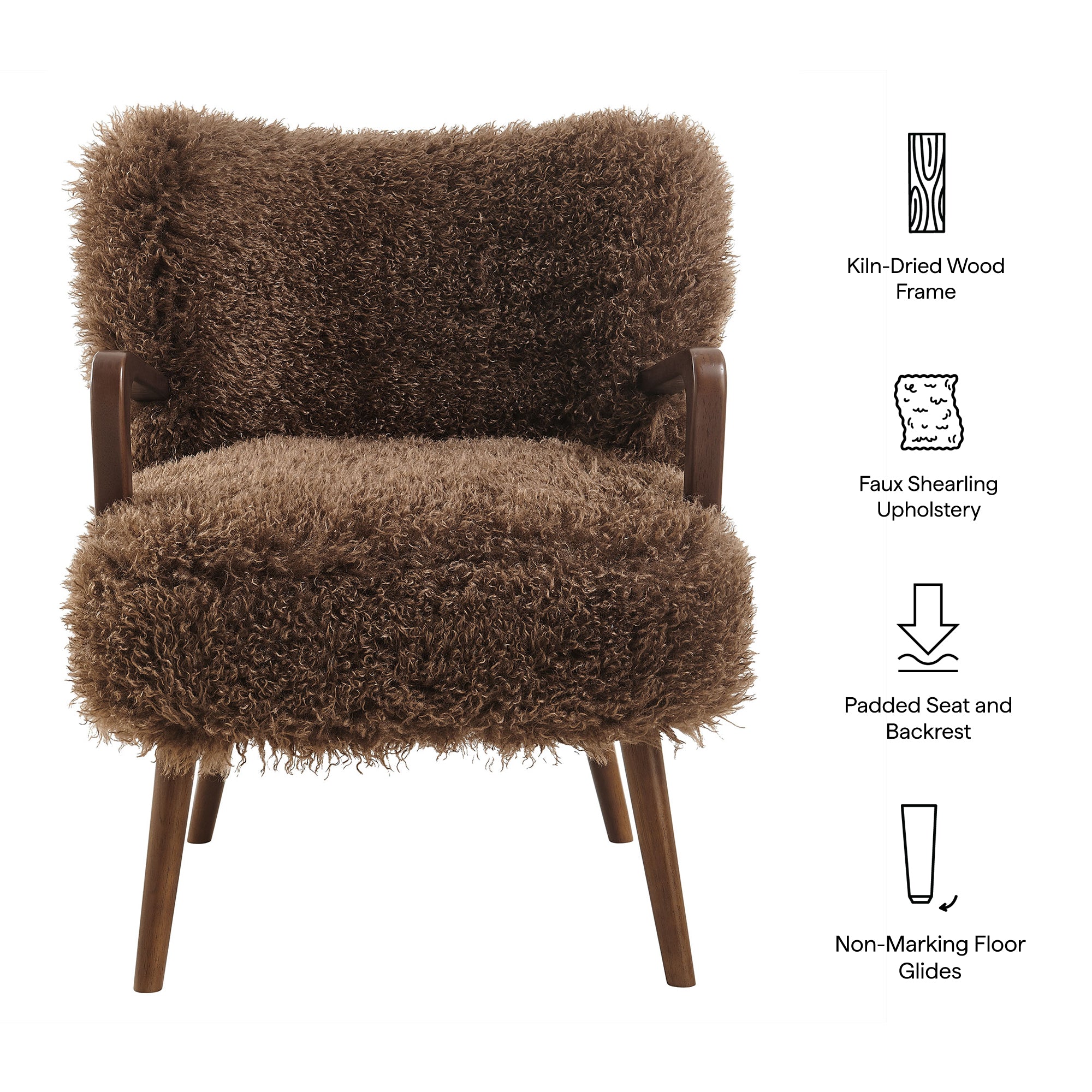 Zerra Faux Shearling Accent Armchair, Brown