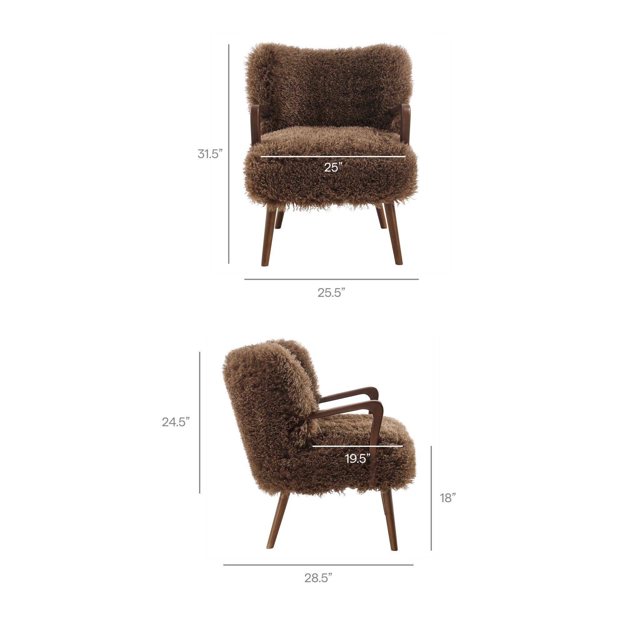 Zerra Faux Shearling Accent Armchair, Brown