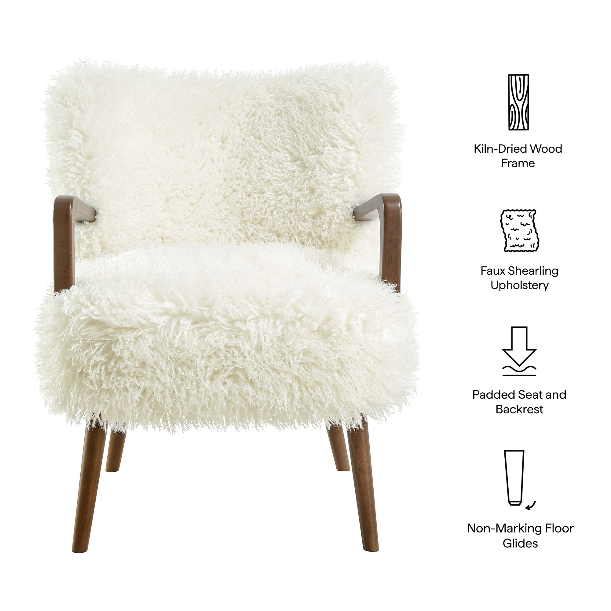 Zerra Faux Shearling Accent Armchair, White