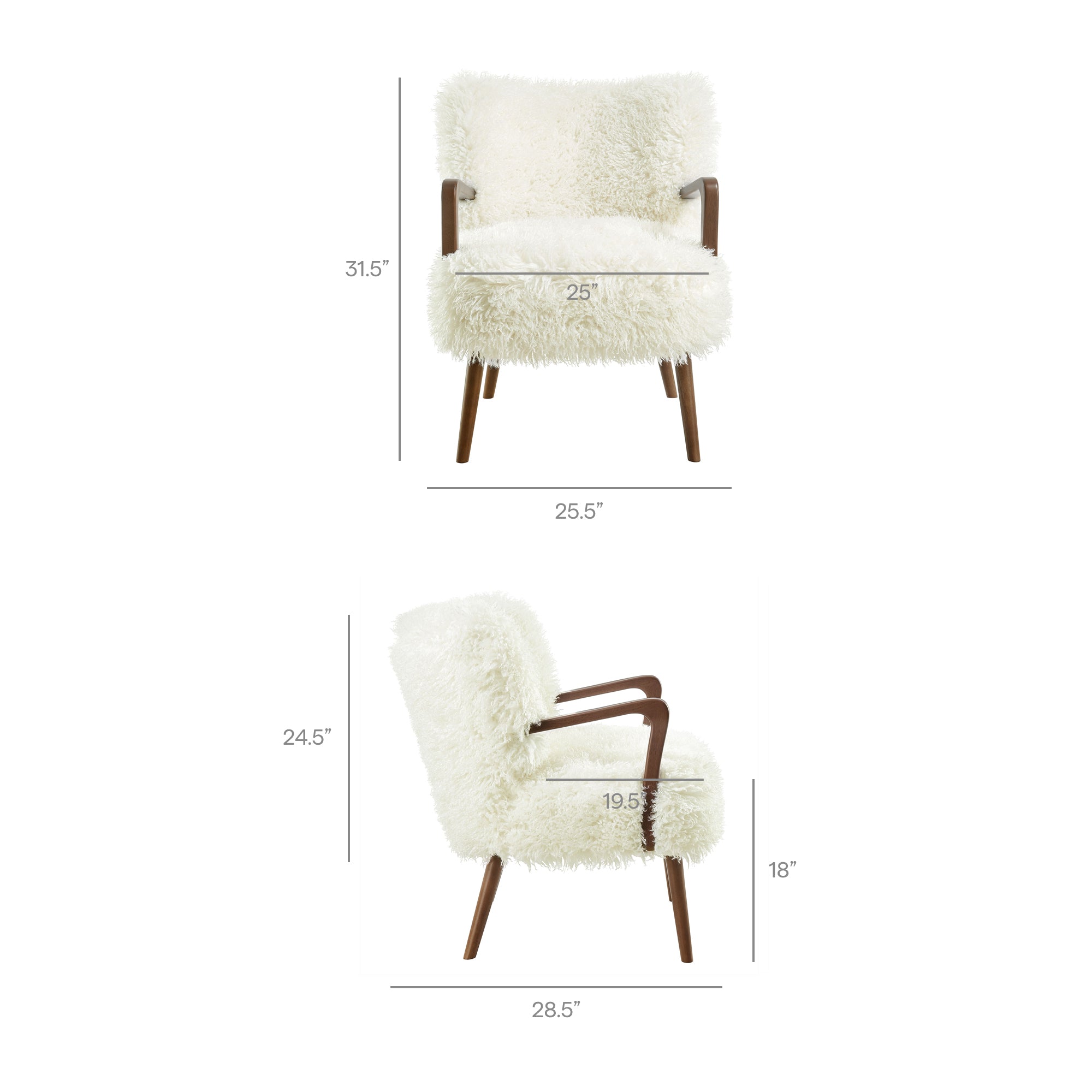 Zerra Faux Shearling Accent Armchair, White