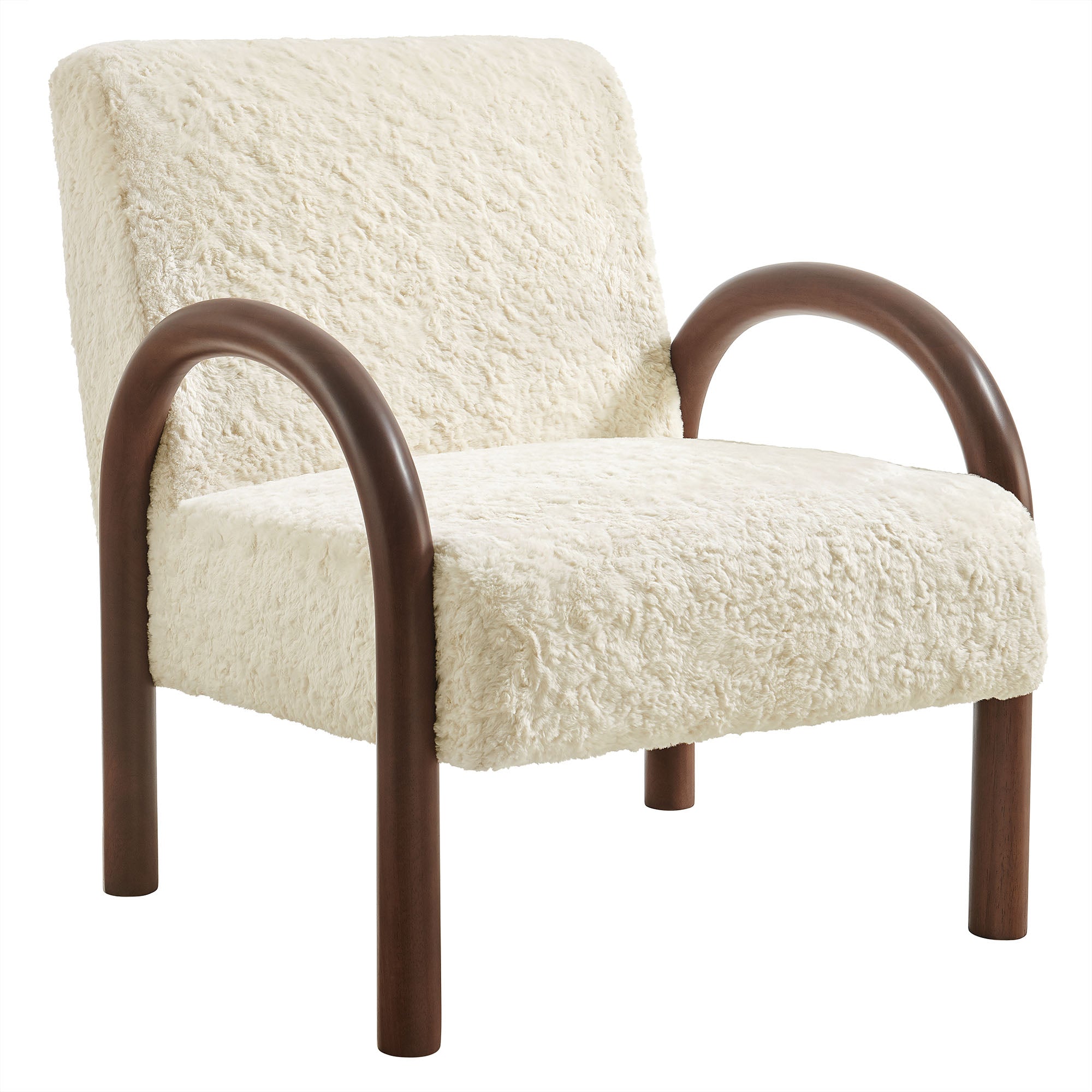 Lunet Faux Shearling Accent Armchair, Ecru
