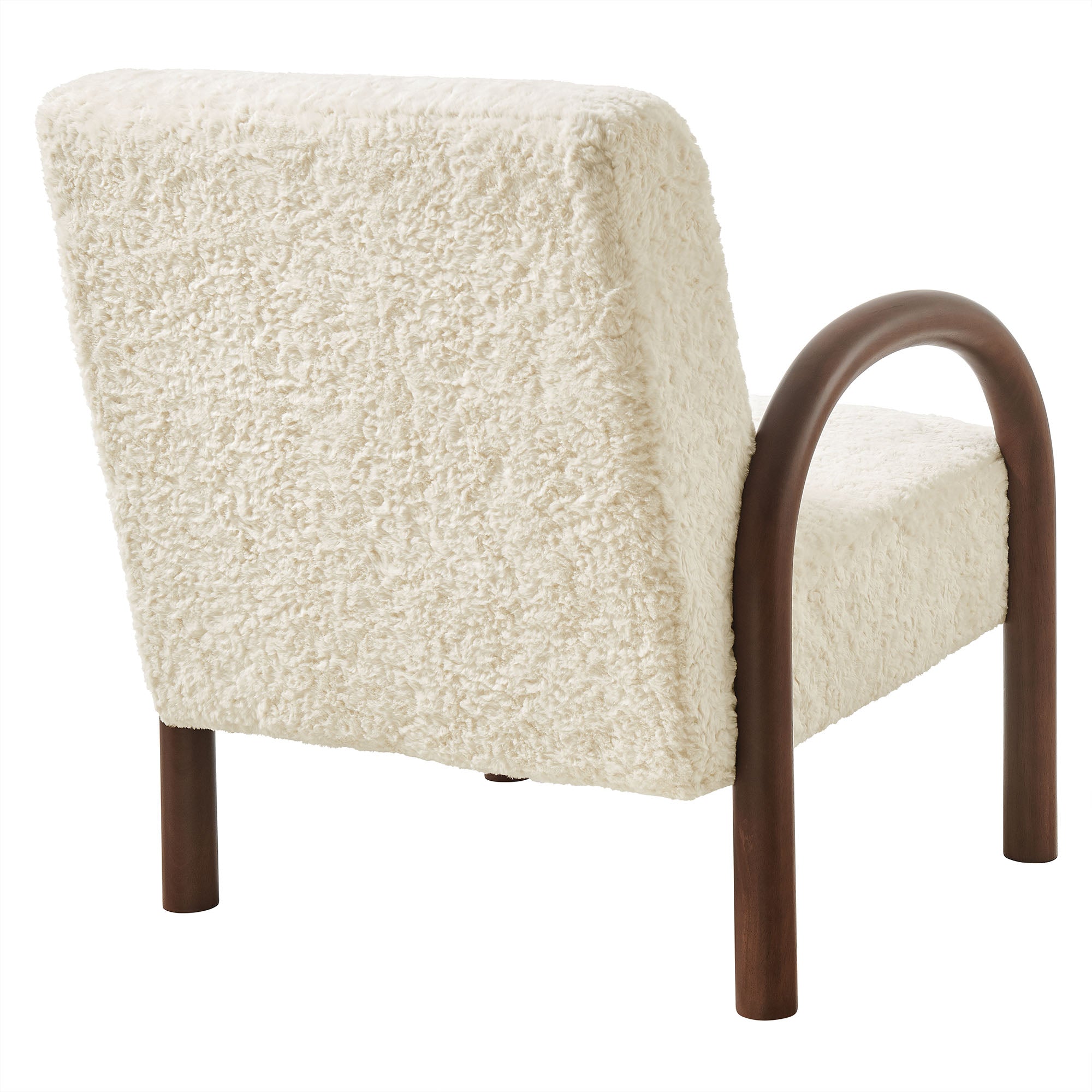Lunet Faux Shearling Accent Armchair, Ecru