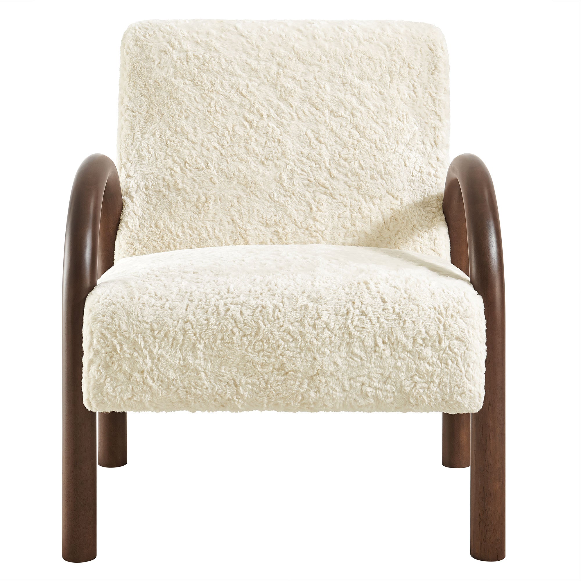 Lunet Faux Shearling Accent Armchair, Ecru