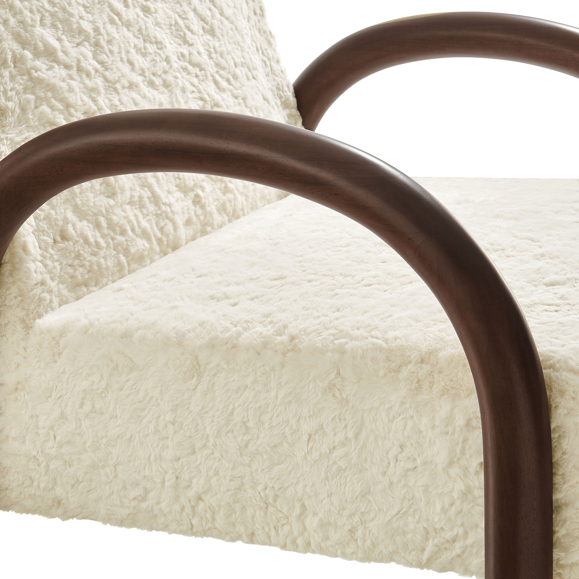 Lunet Faux Shearling Accent Armchair, Ecru