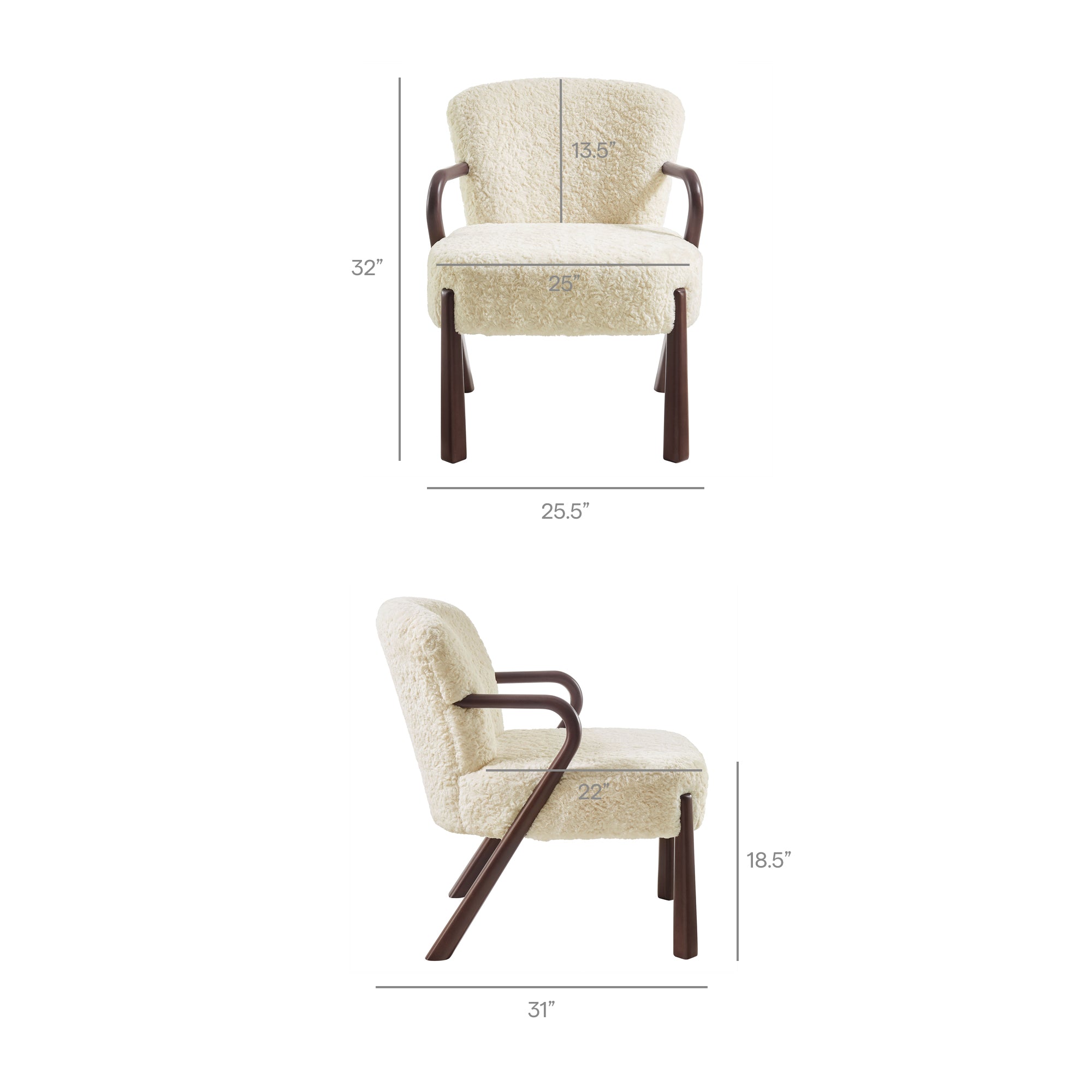 Arden Faux Shearling Accent Armchair, Ecru