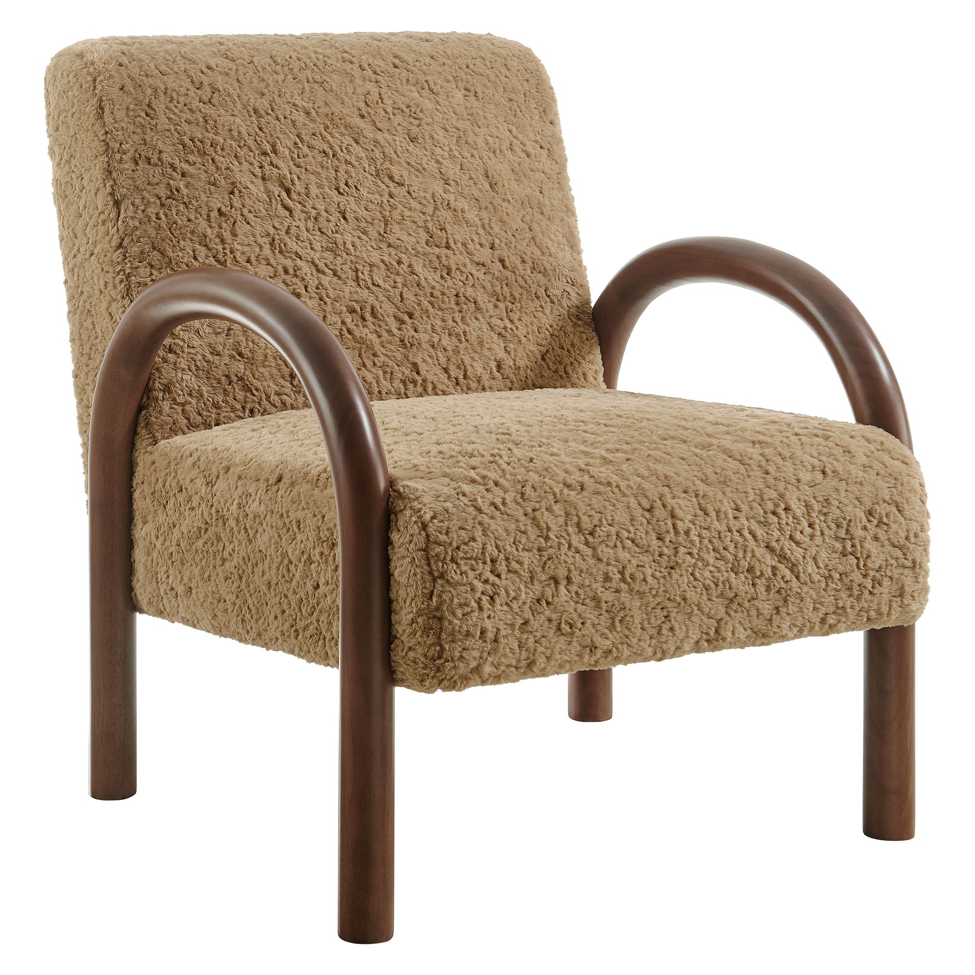 Lunet Faux Shearling Accent Armchair, Sand
