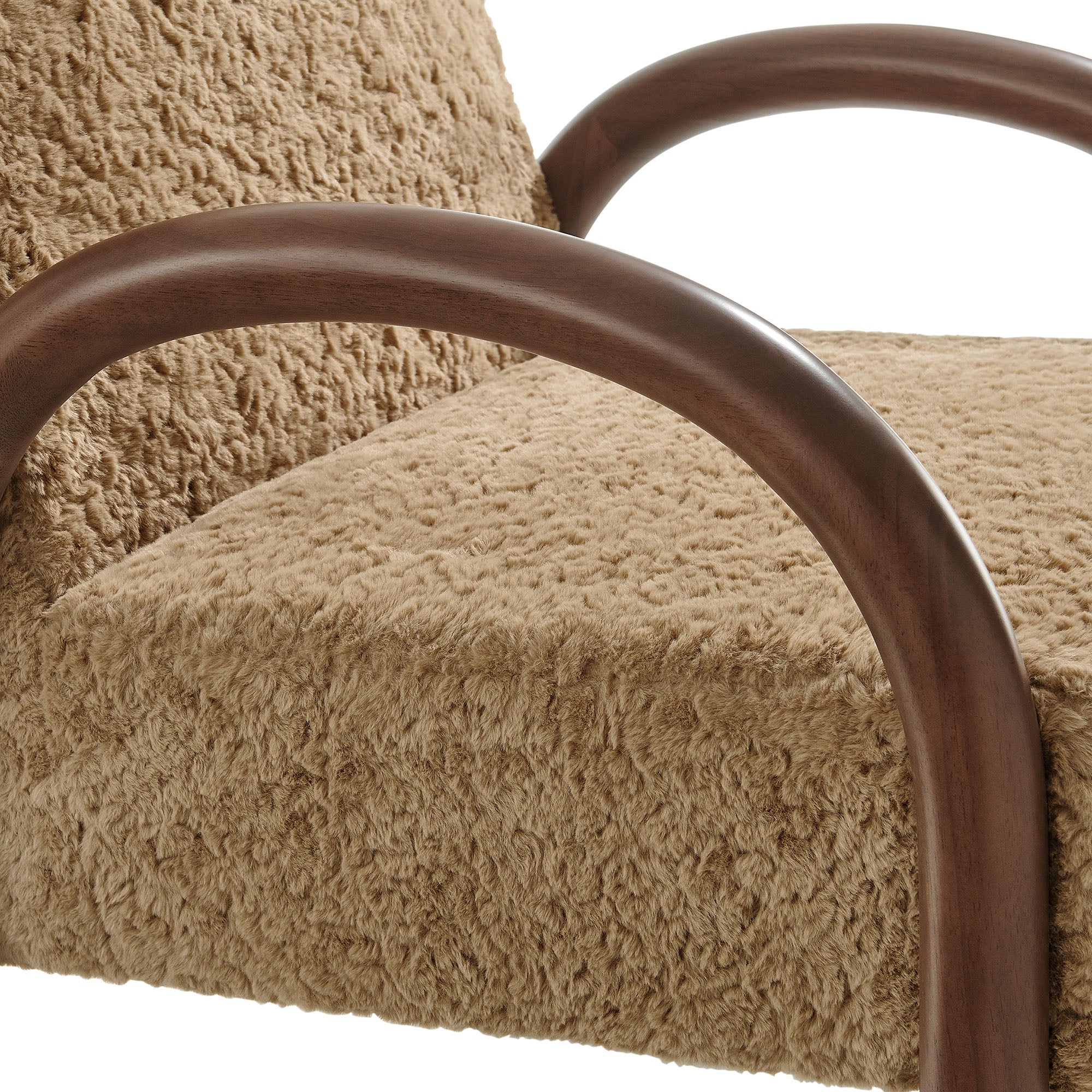 Lunet Faux Shearling Accent Armchair, Sand