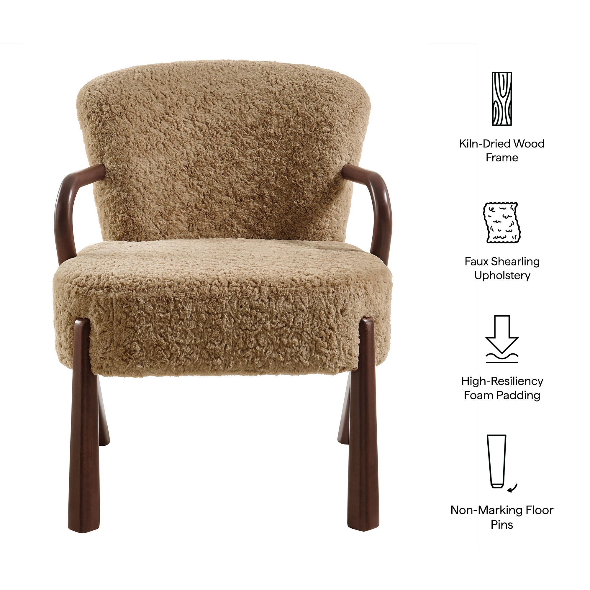 Arden Faux Shearling Accent Armchair, Sand