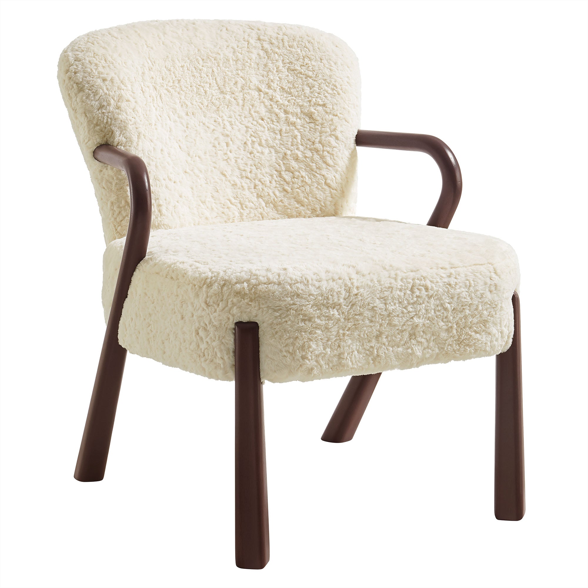 Arden Faux Shearling Accent Armchair, Ecru