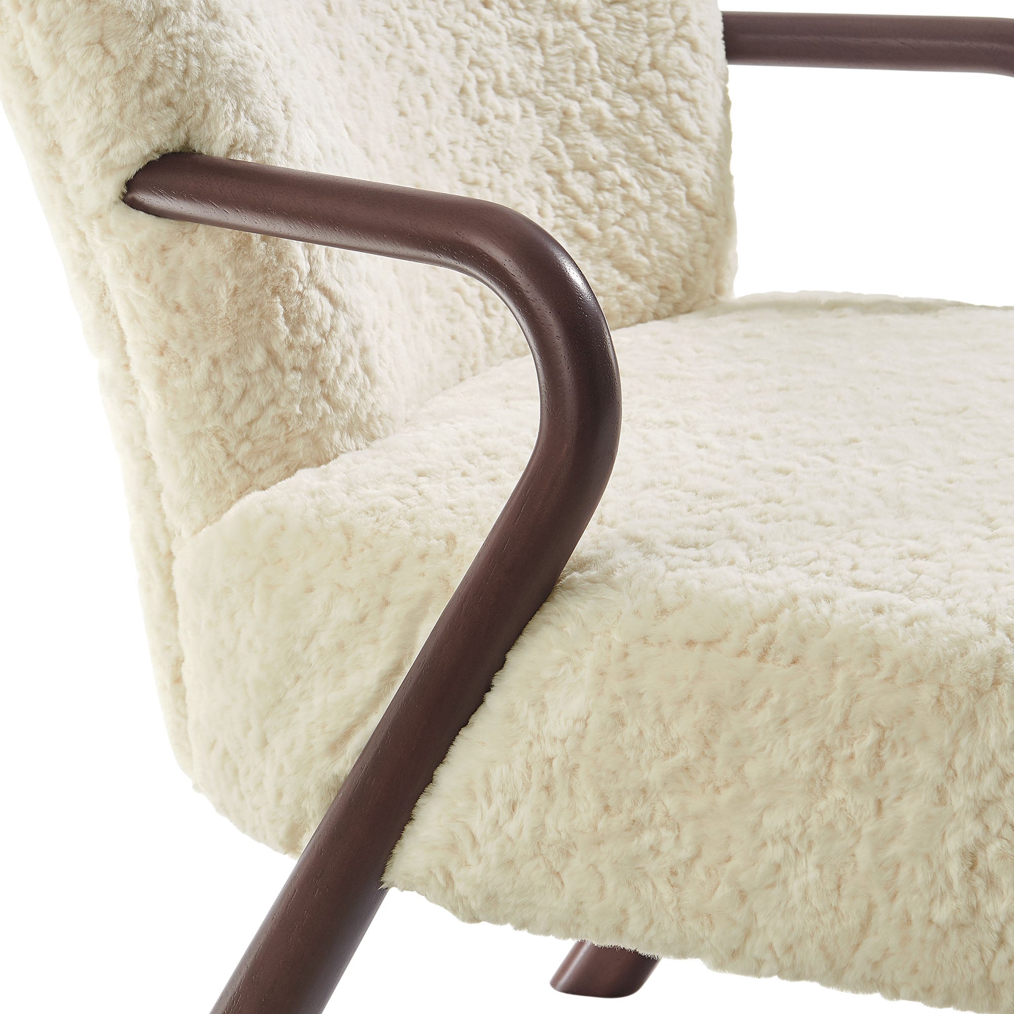 Arden Faux Shearling Accent Armchair, Ecru