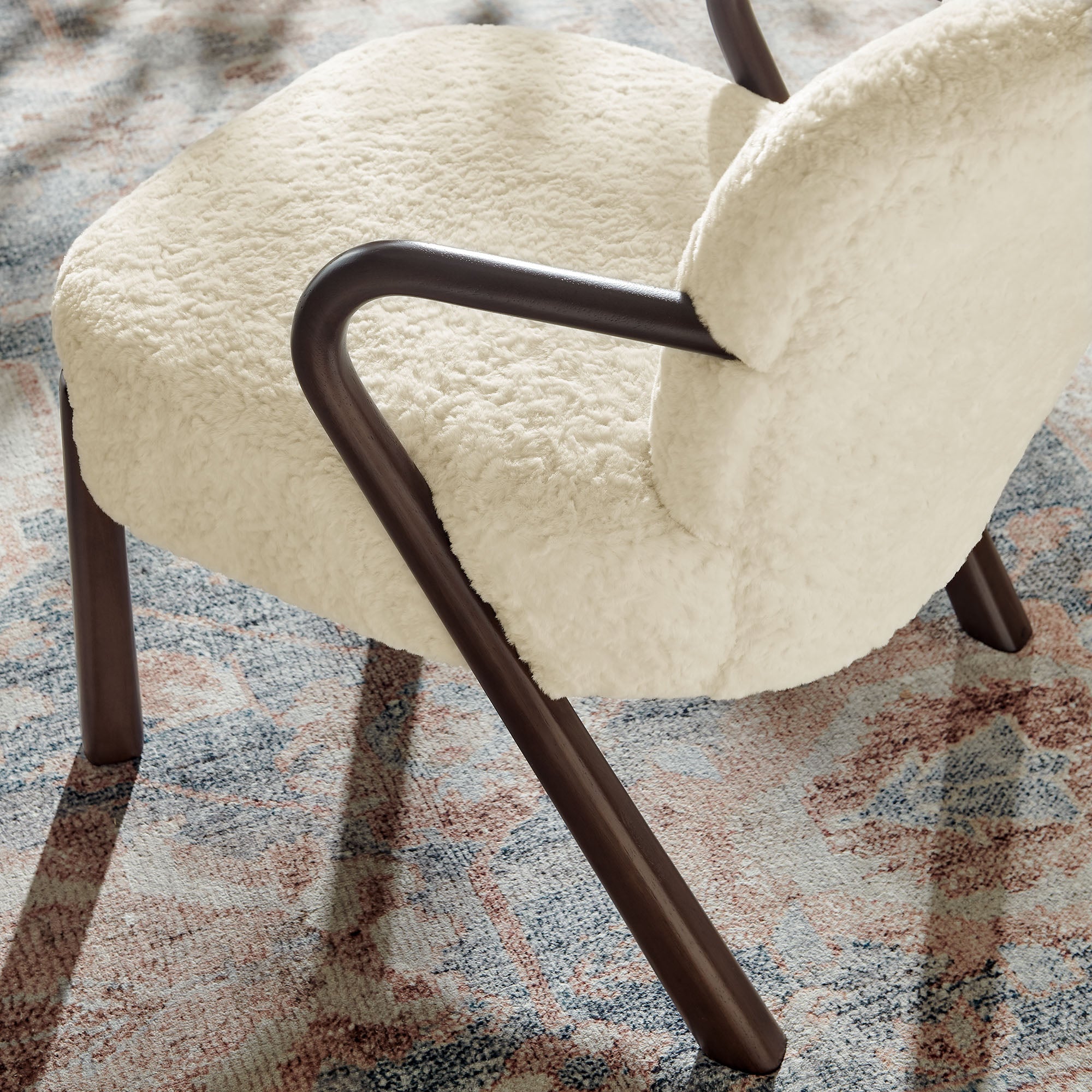 Arden Faux Shearling Accent Armchair, Ecru