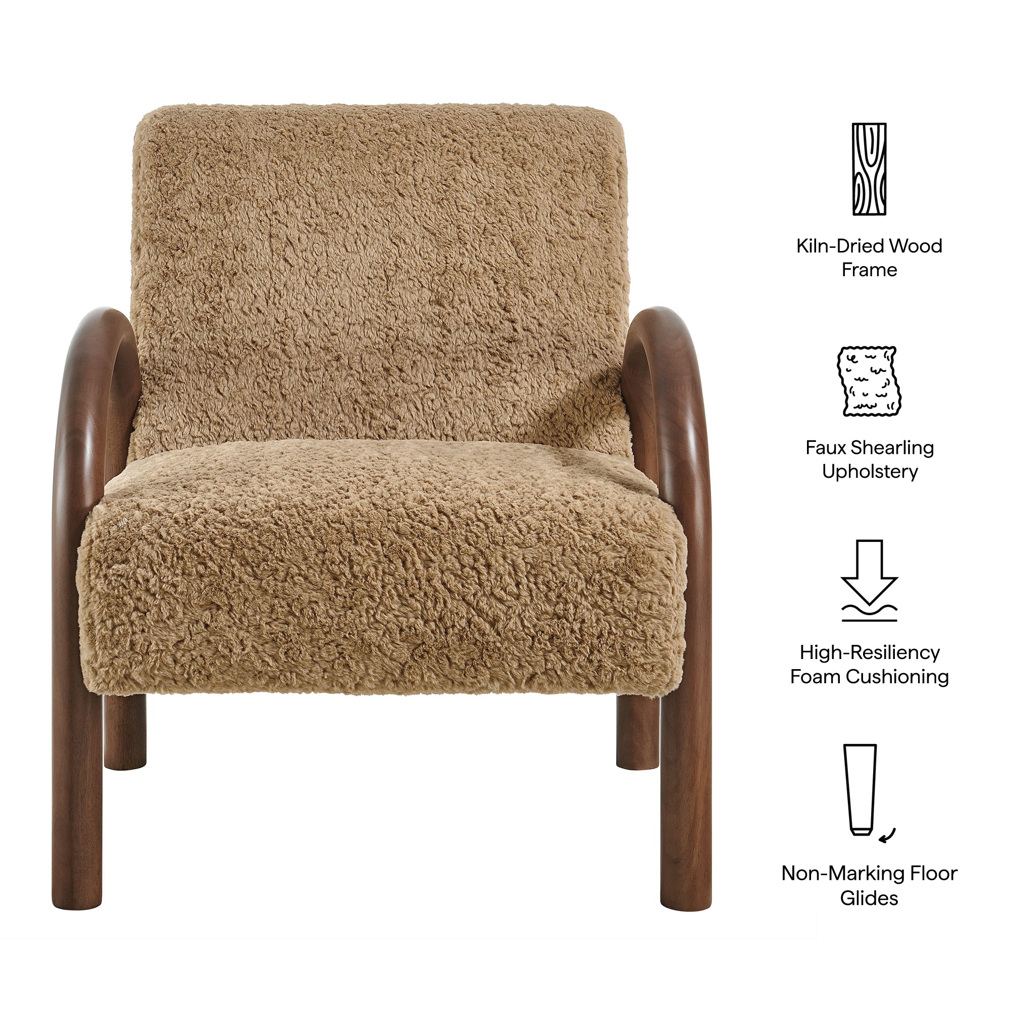Lunet Faux Shearling Accent Armchair, Sand