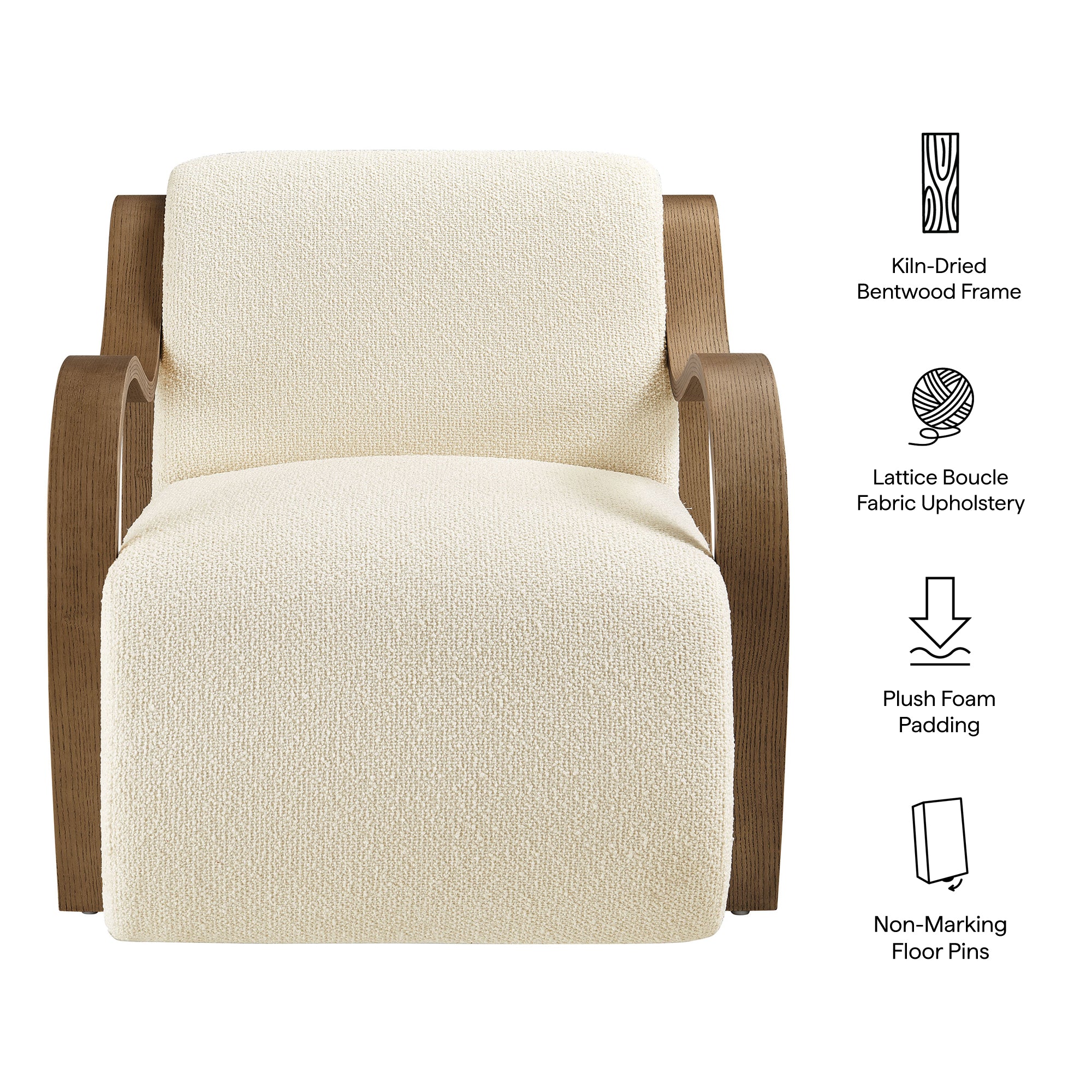 Atrium Lattice Boucle Accent Armchair, Cream
