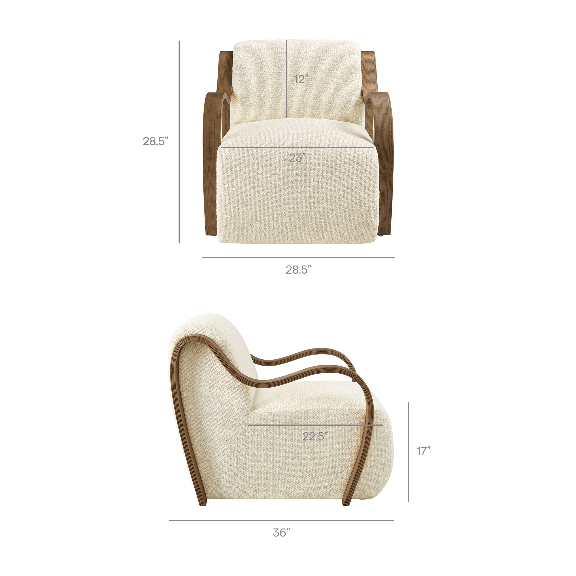 Atrium Lattice Boucle Accent Armchair, Cream