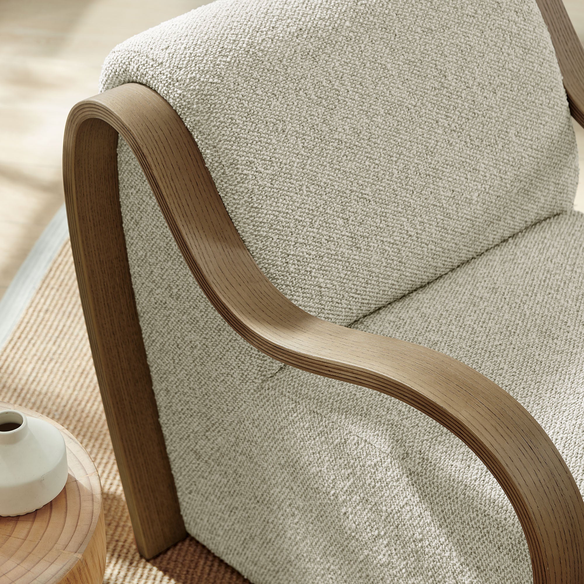 Atrium Lattice Boucle Accent Armchair, Marble