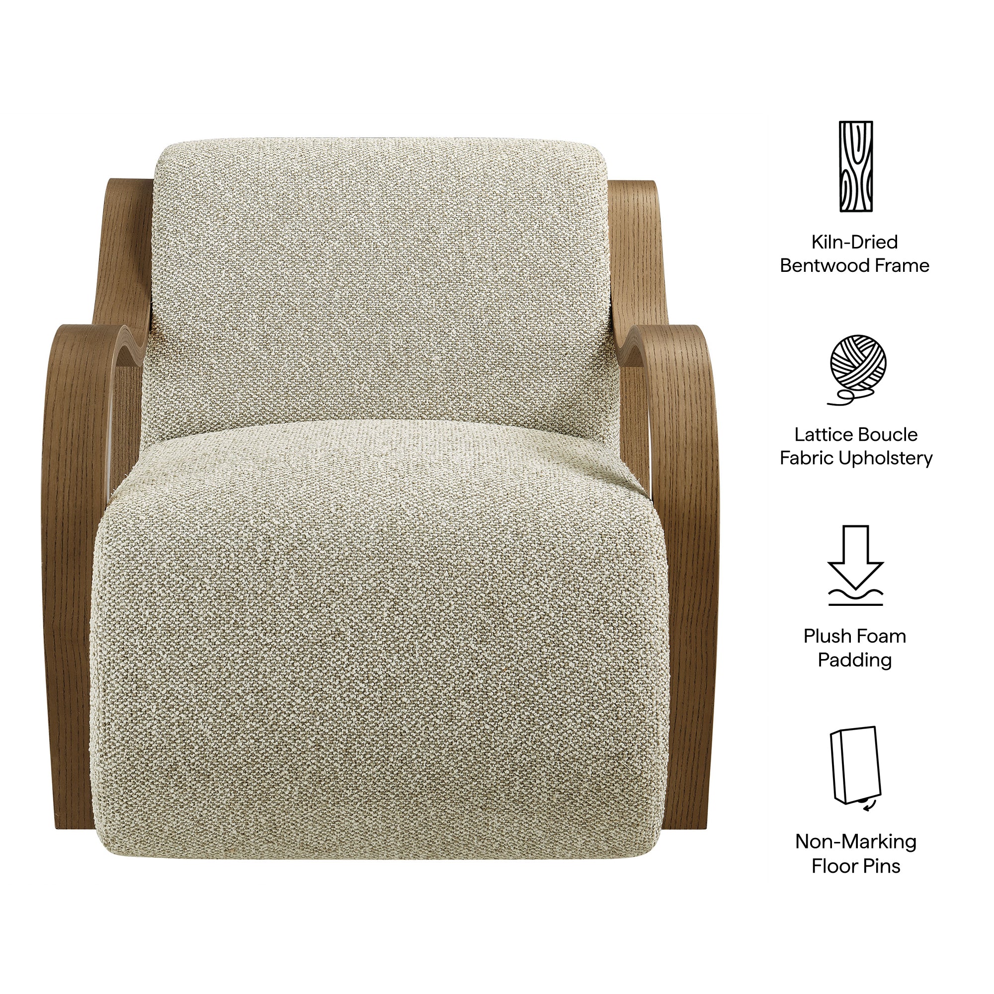 Atrium Lattice Boucle Accent Armchair, Marble