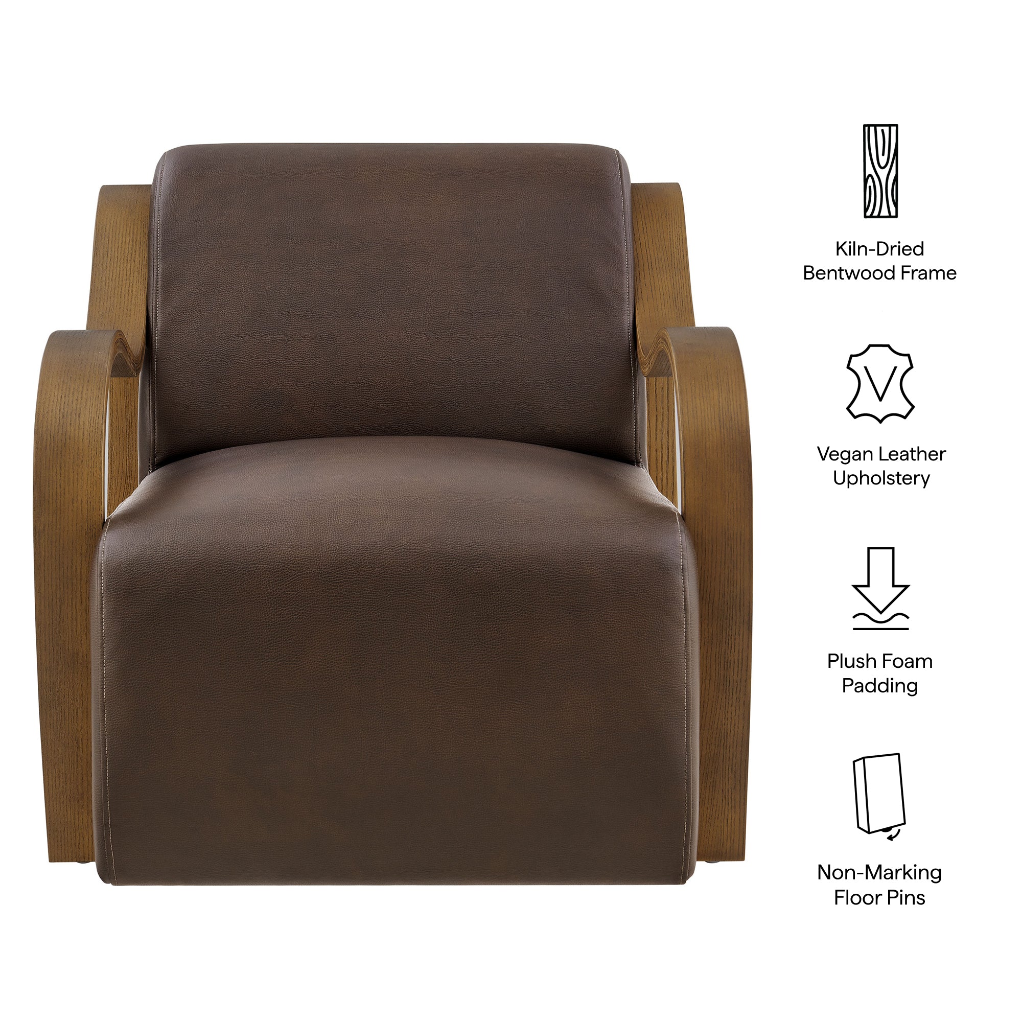 Atrium Vegan Leather Accent Armchair, Espresso