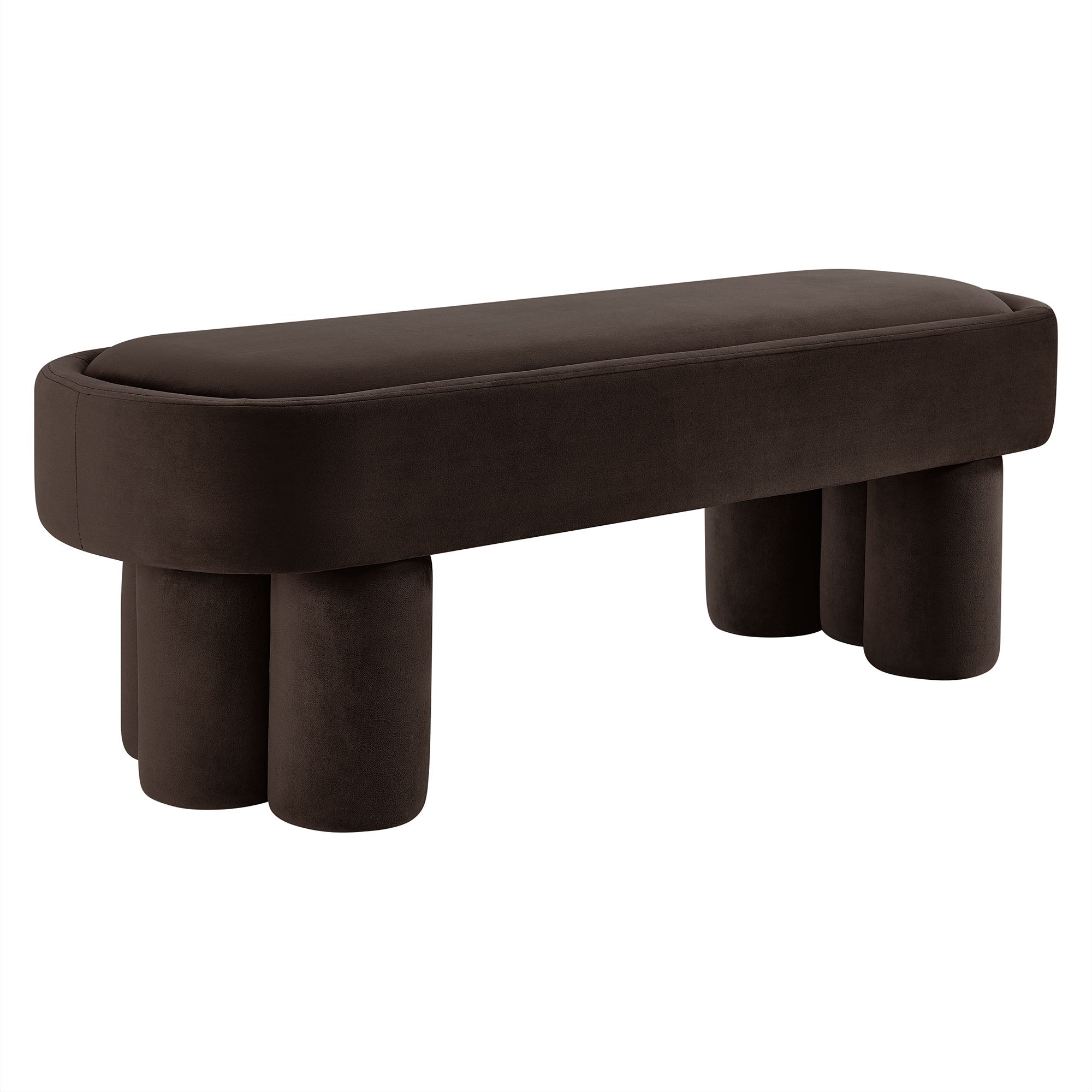 Mossi Oval Performance Velvet Accent Bench, Chocolate Brown
