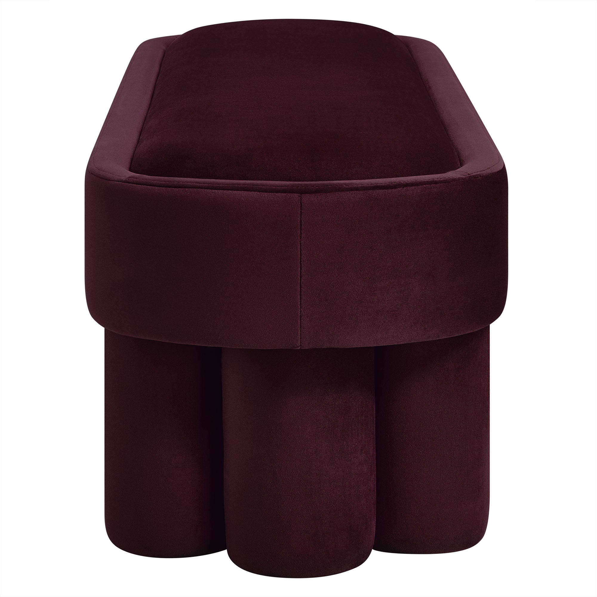 Mossi Oval Performance Velvet Accent Bench, Mulberry