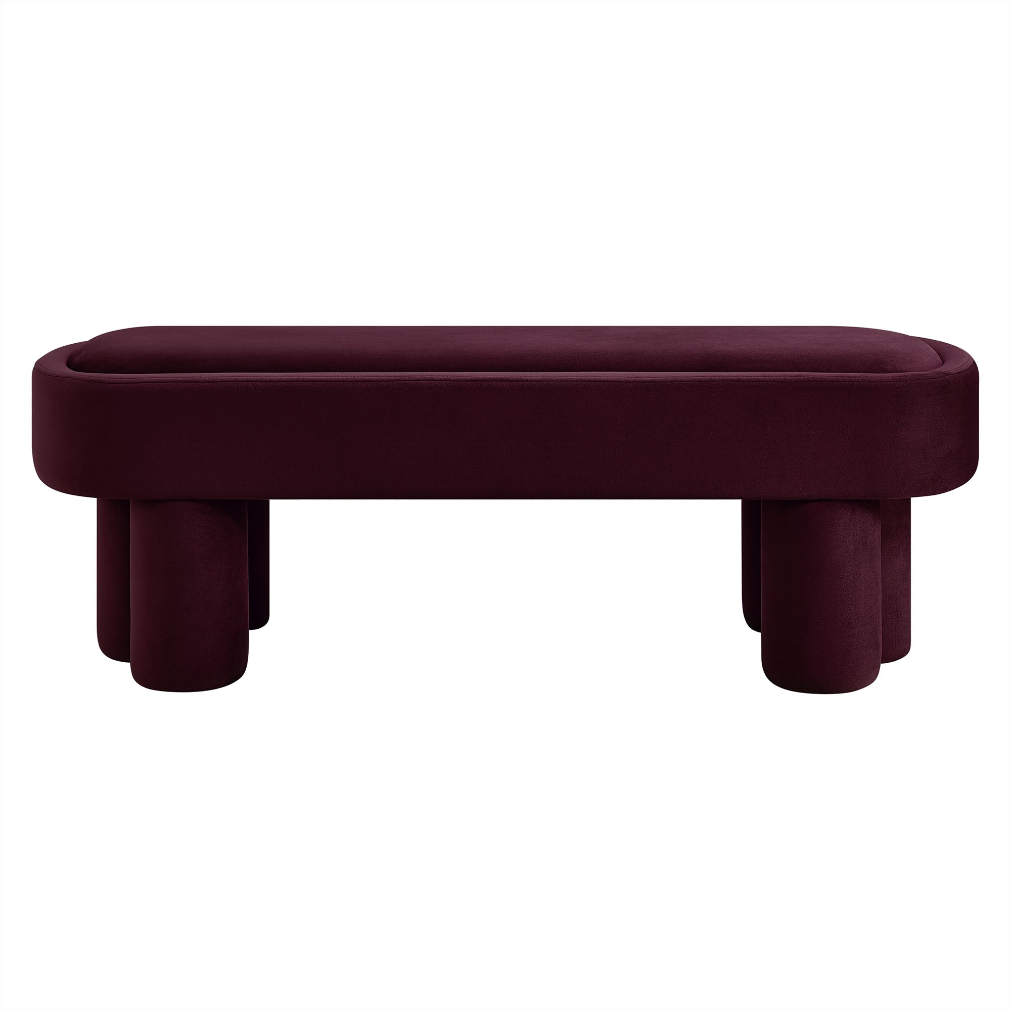 Mossi Oval Performance Velvet Accent Bench, Mulberry