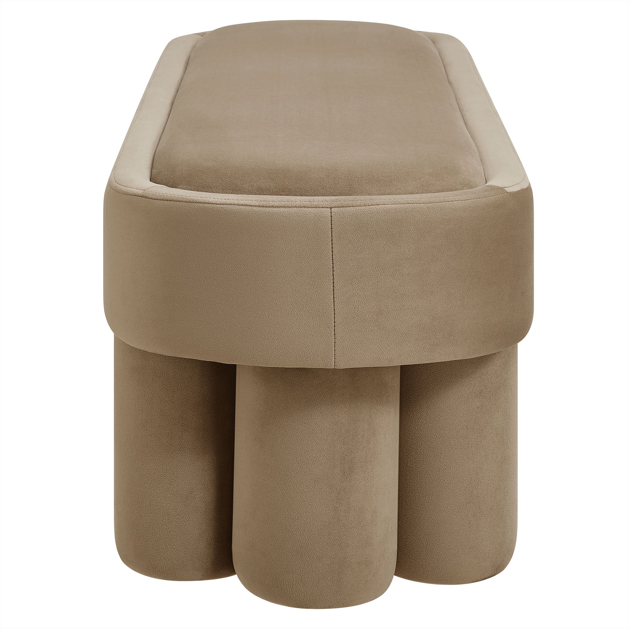 Mossi Oval Performance Velvet Accent Bench, Taupe