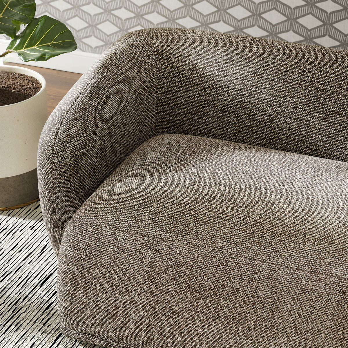 Monica 88 Inch Boucle Fabric Sofa, Earth