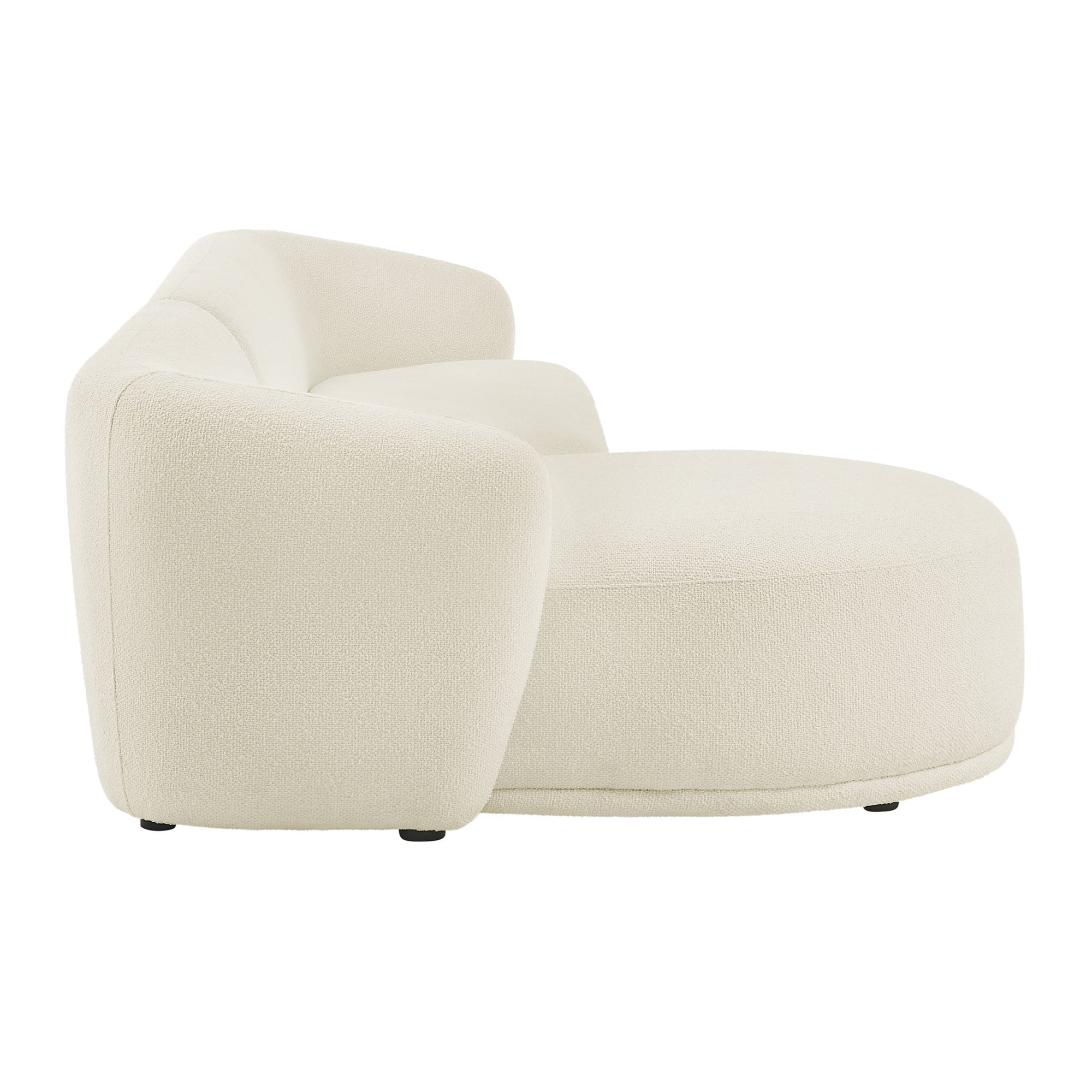 Monica 2 Piece Left Facing Boucle Fabric Modular Sofa with Chaise, Cream