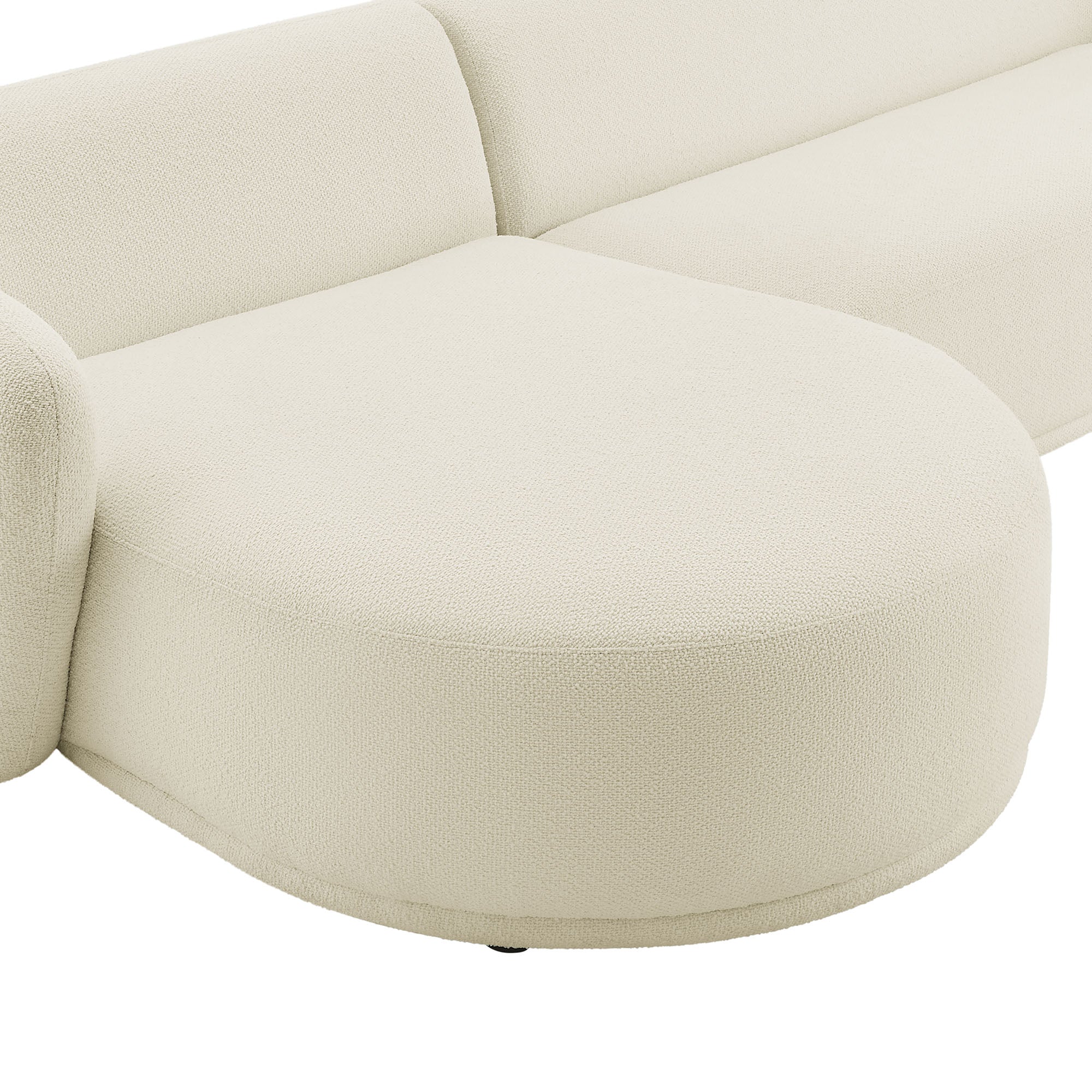 Monica 2 Piece Left Facing Boucle Fabric Modular Sofa with Chaise, Cream