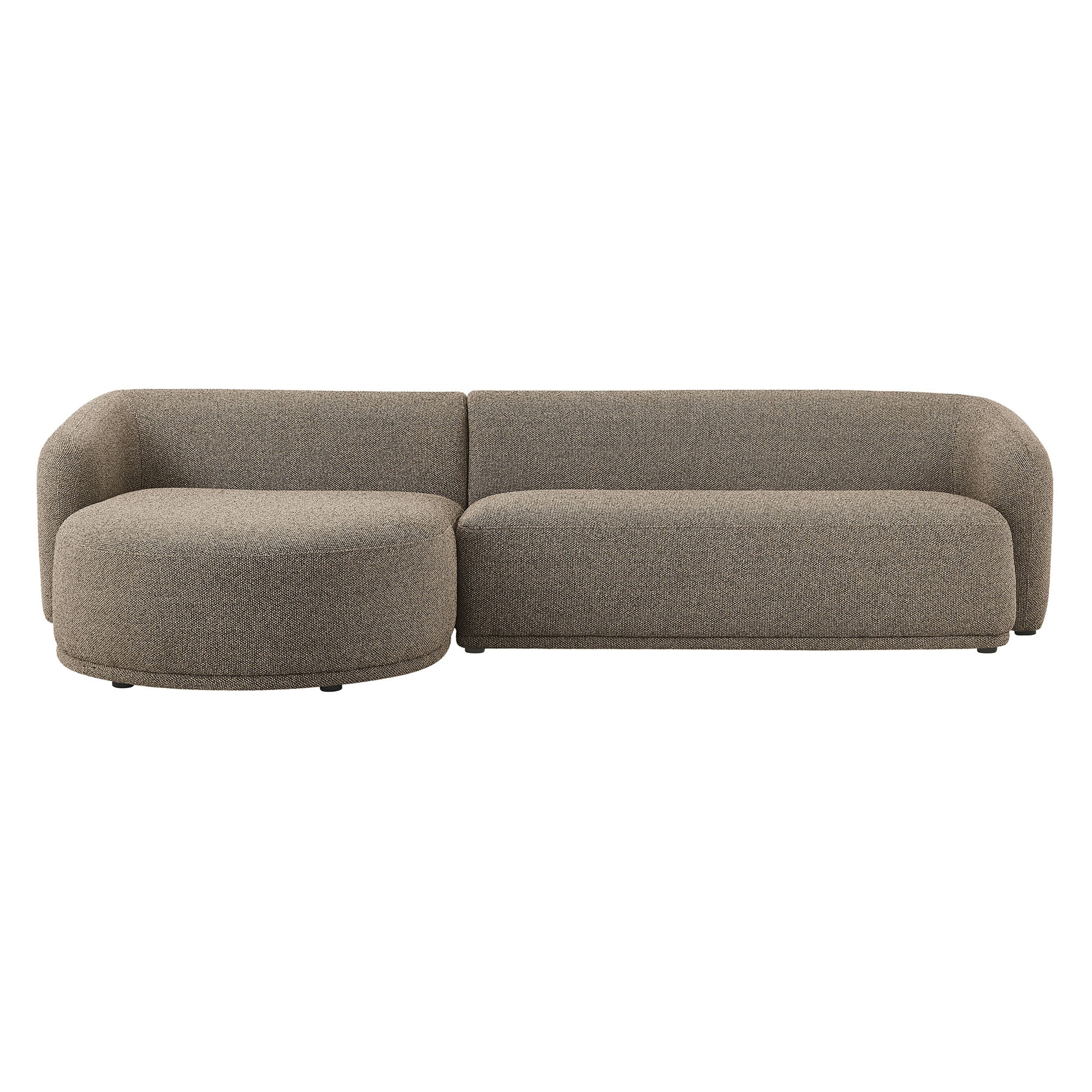 Monica 2 Piece Left Facing Boucle Fabric Modular Sofa with Chaise, Earth