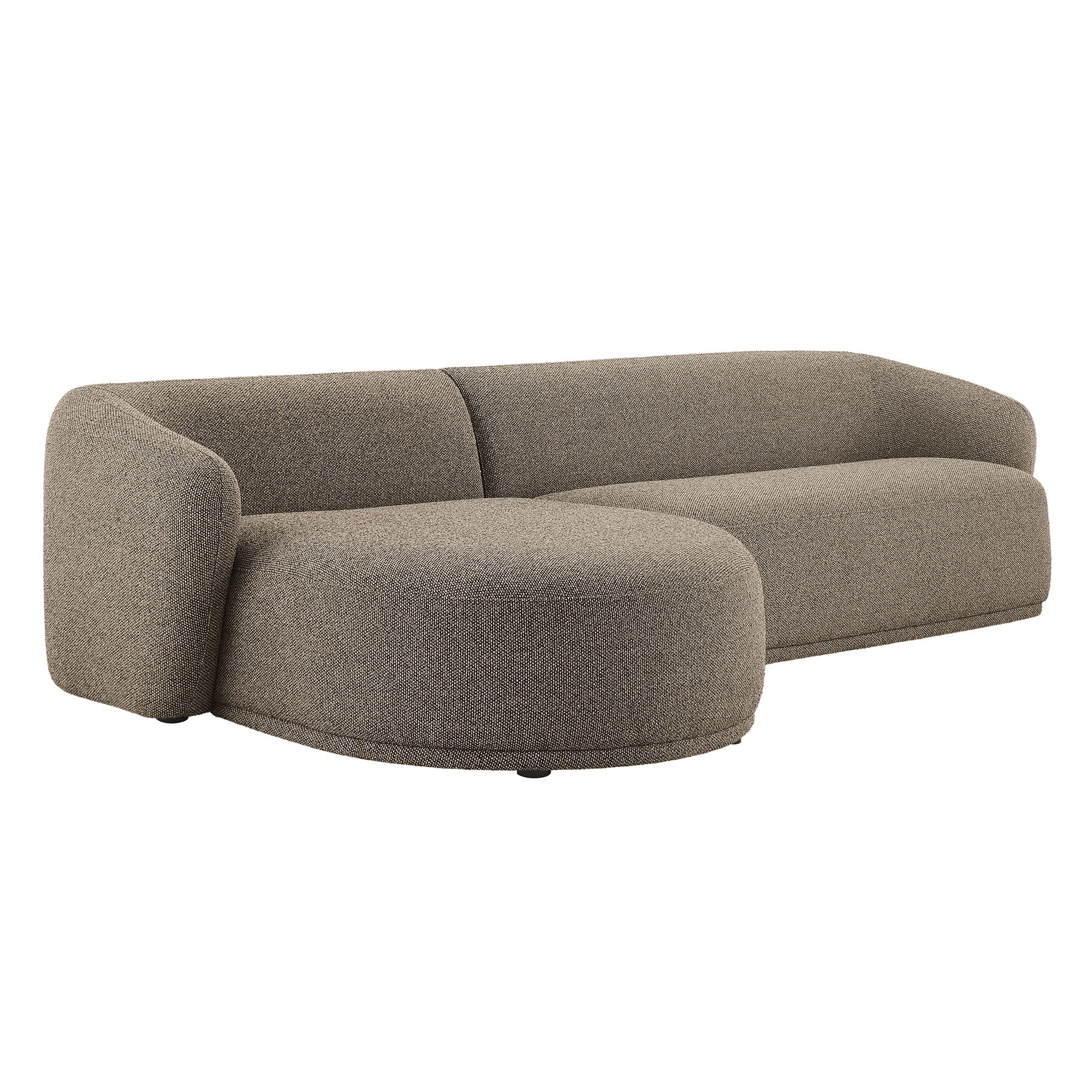 Monica 2 Piece Left Facing Boucle Fabric Modular Sofa with Chaise, Earth