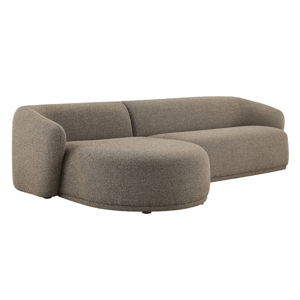 Monica 2 Piece Left Facing Boucle Fabric Modular Sofa with Chaise, Earth