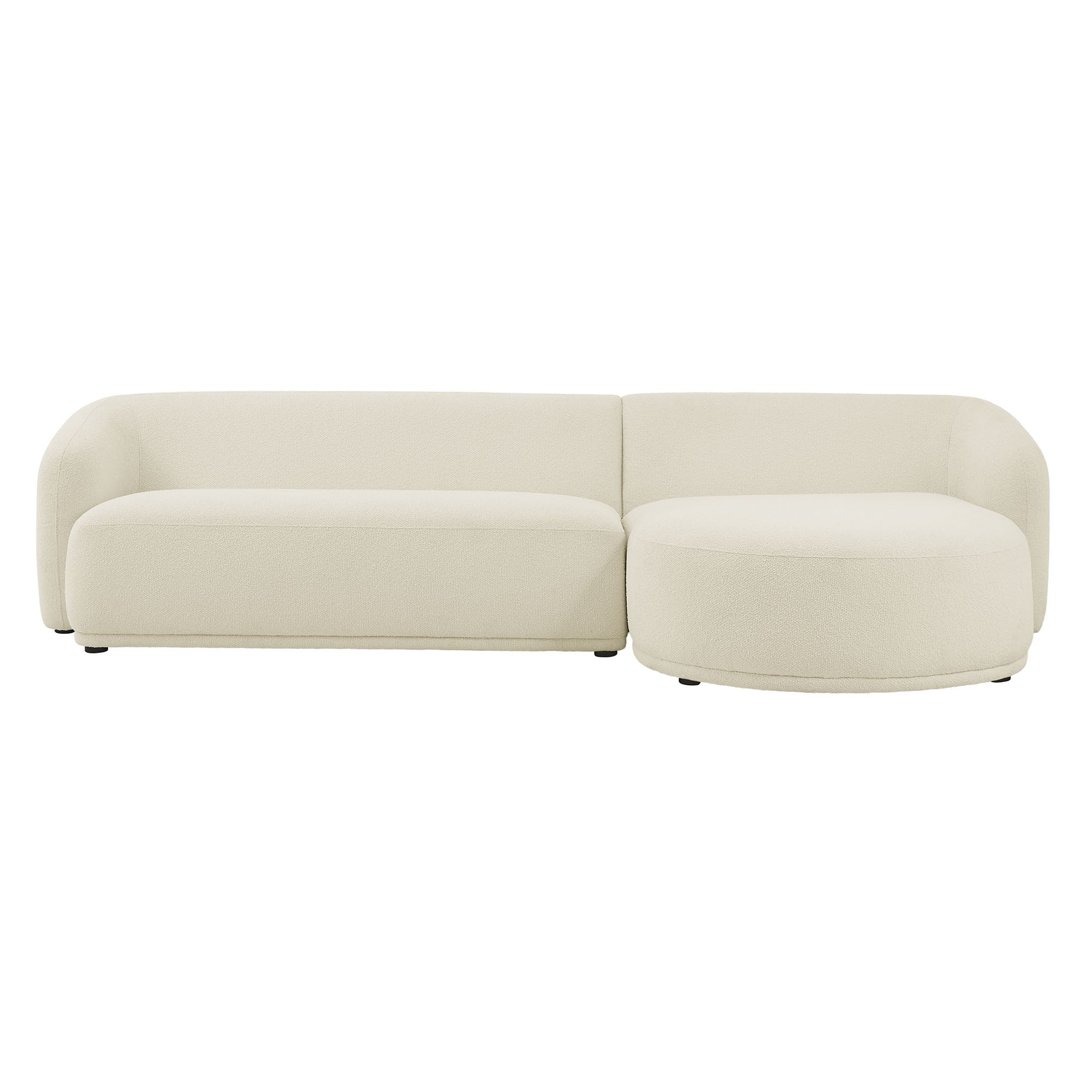 Monica 2 Piece Right Facing Boucle Fabric Modular Sofa with Chaise, Cream