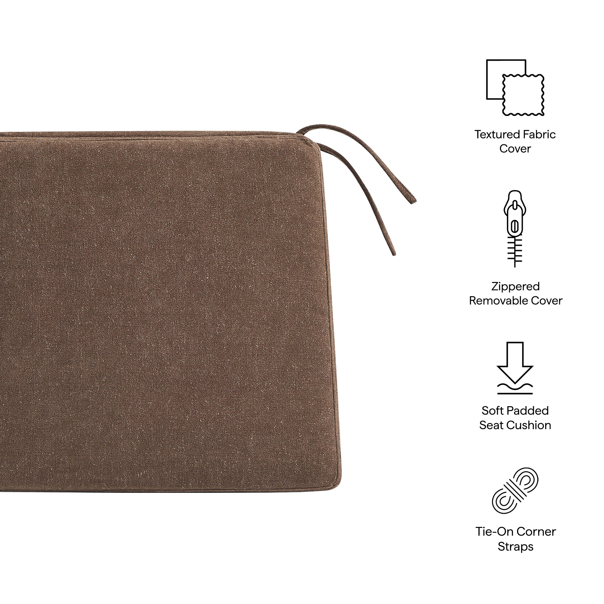 Jax Fabric Dining Chair Seat Cushion, Cocoa
