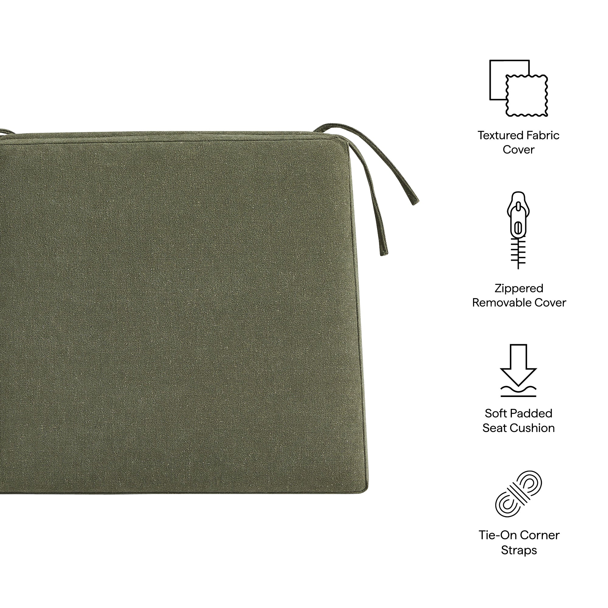 Jax Fabric Dining Chair Seat Cushion, Sage