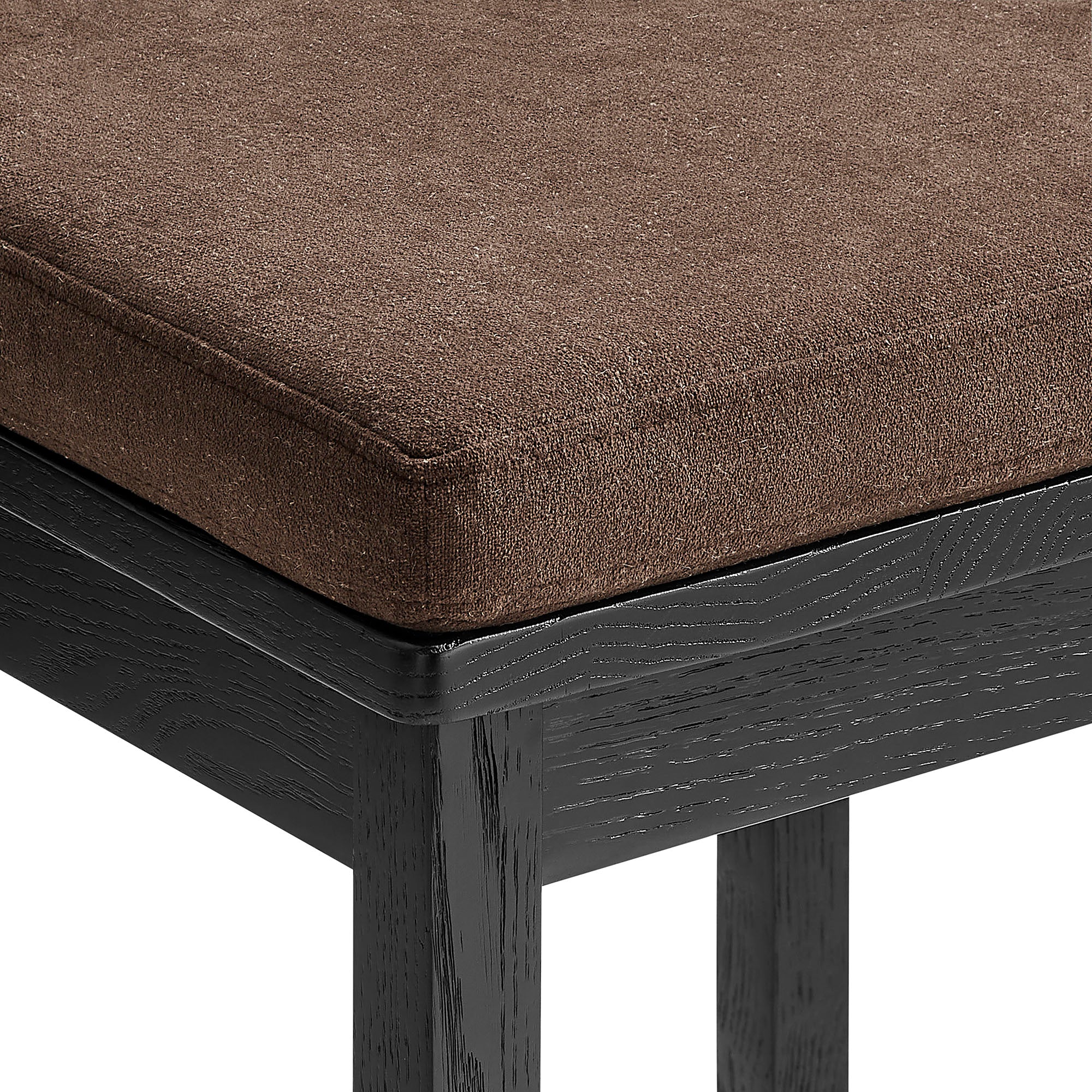 Jax Oak Wood Counter Stool With Wavy Razor Back and Cushion, Black Cocoa
