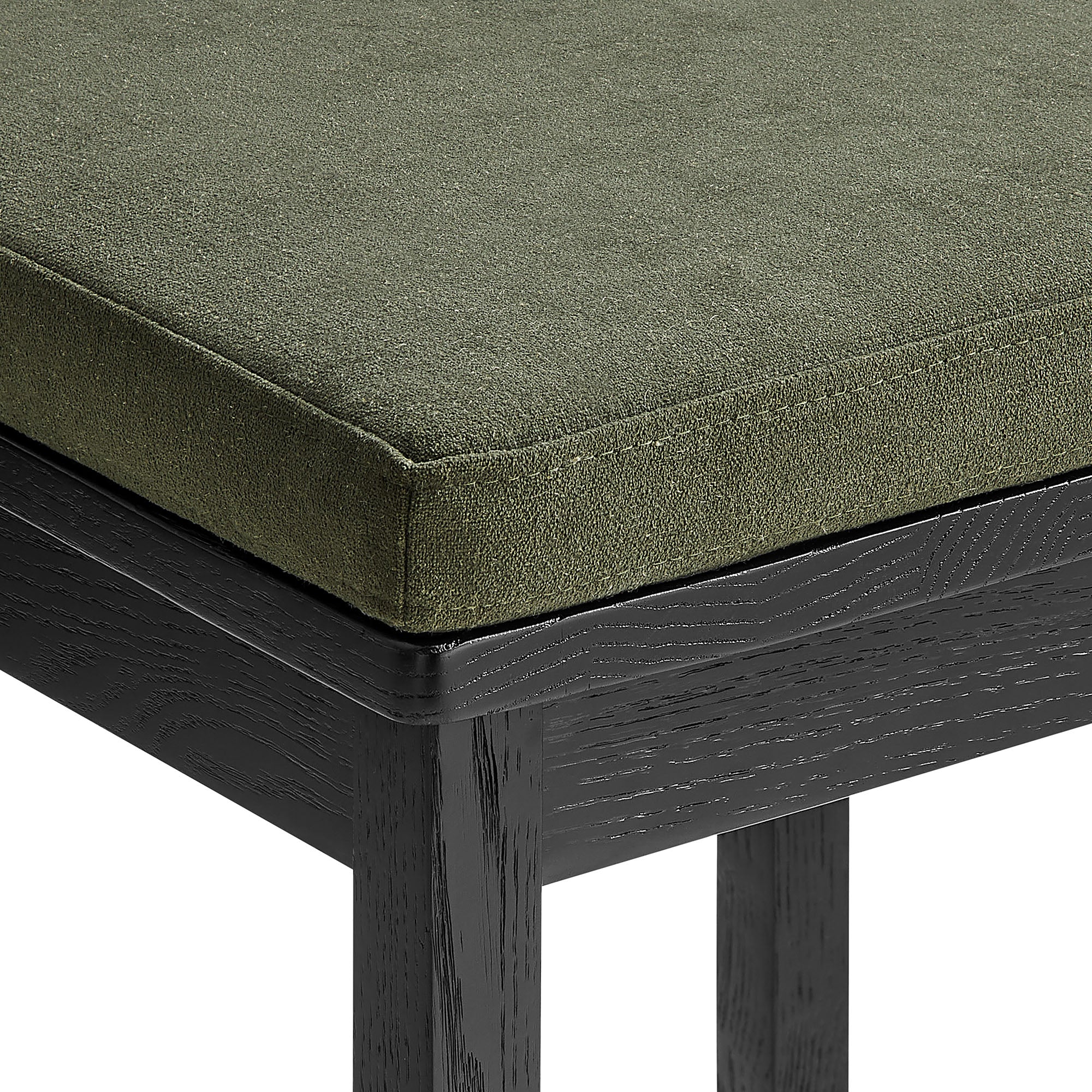 Jax Oak Wood Bar Stool With Wavy Razor Back and Cushion, Black Sage