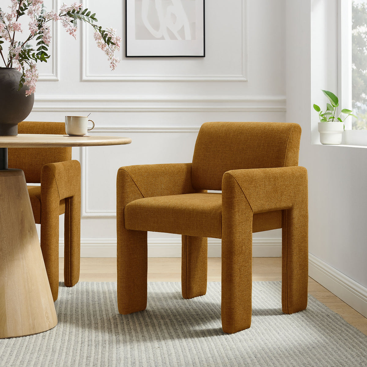 Daven Fabric Upholstered Dining Chair, Copper