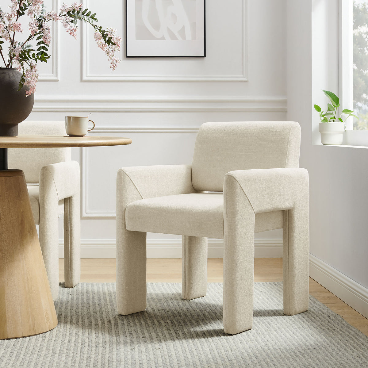 Daven Fabric Upholstered Dining Chair, Ecru