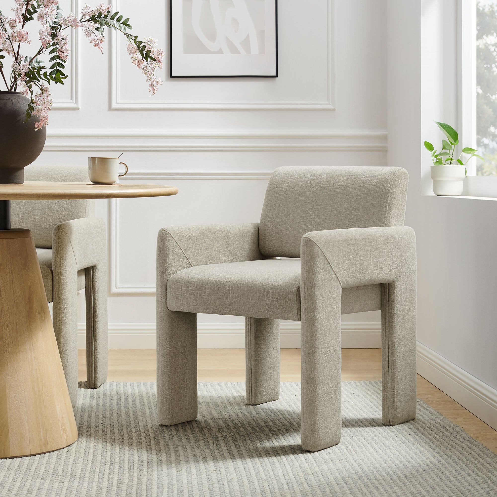 Daven Fabric Upholstered Dining Chair, Linen
