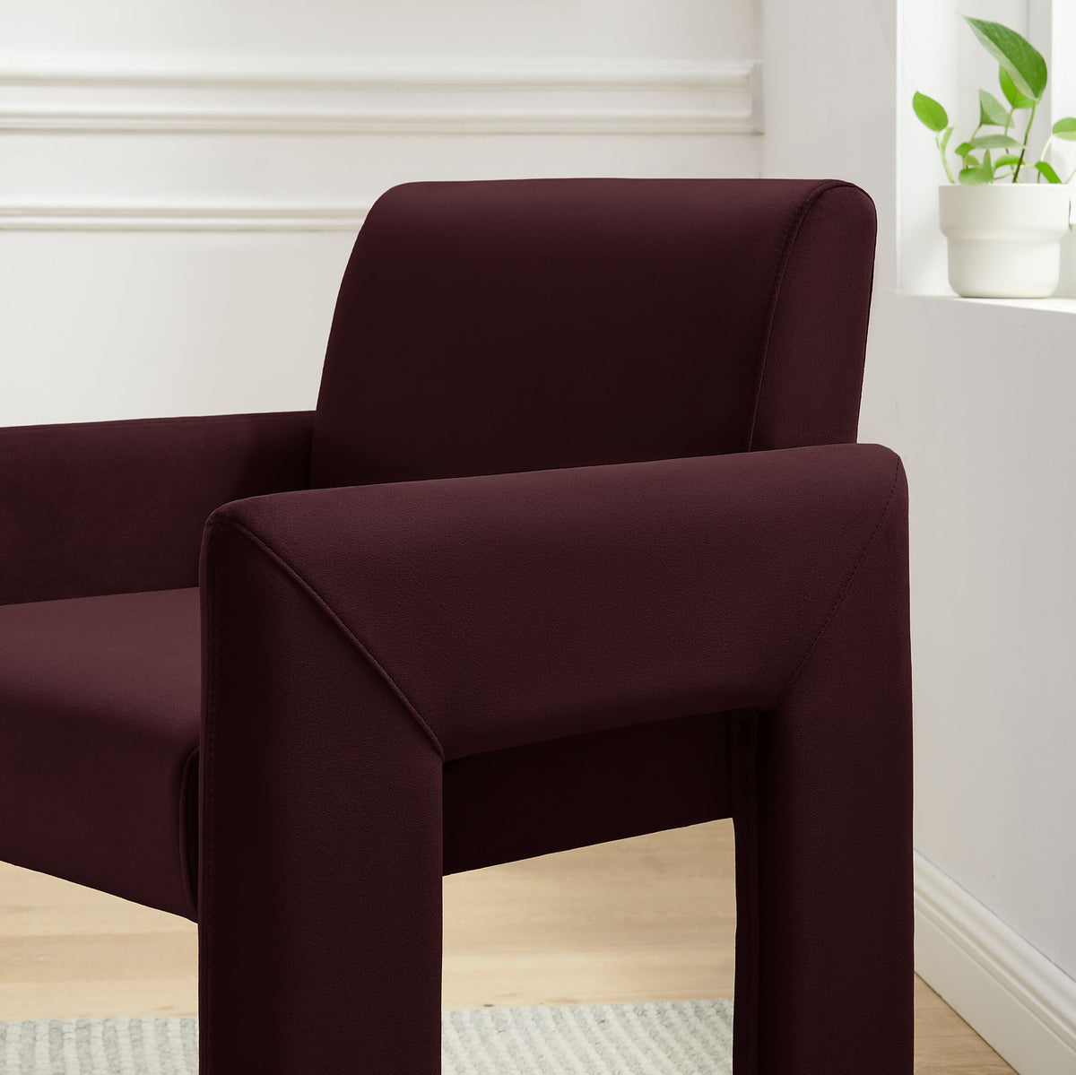 Daven Stain-Resistant Performance Velvet Dining Armchair, Mulberry