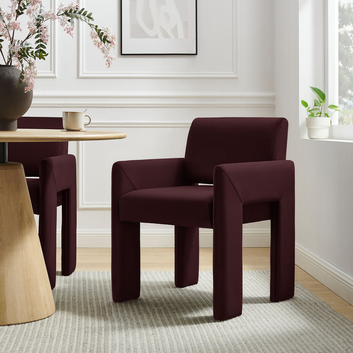 Daven Stain-Resistant Performance Velvet Dining Armchair, Mulberry