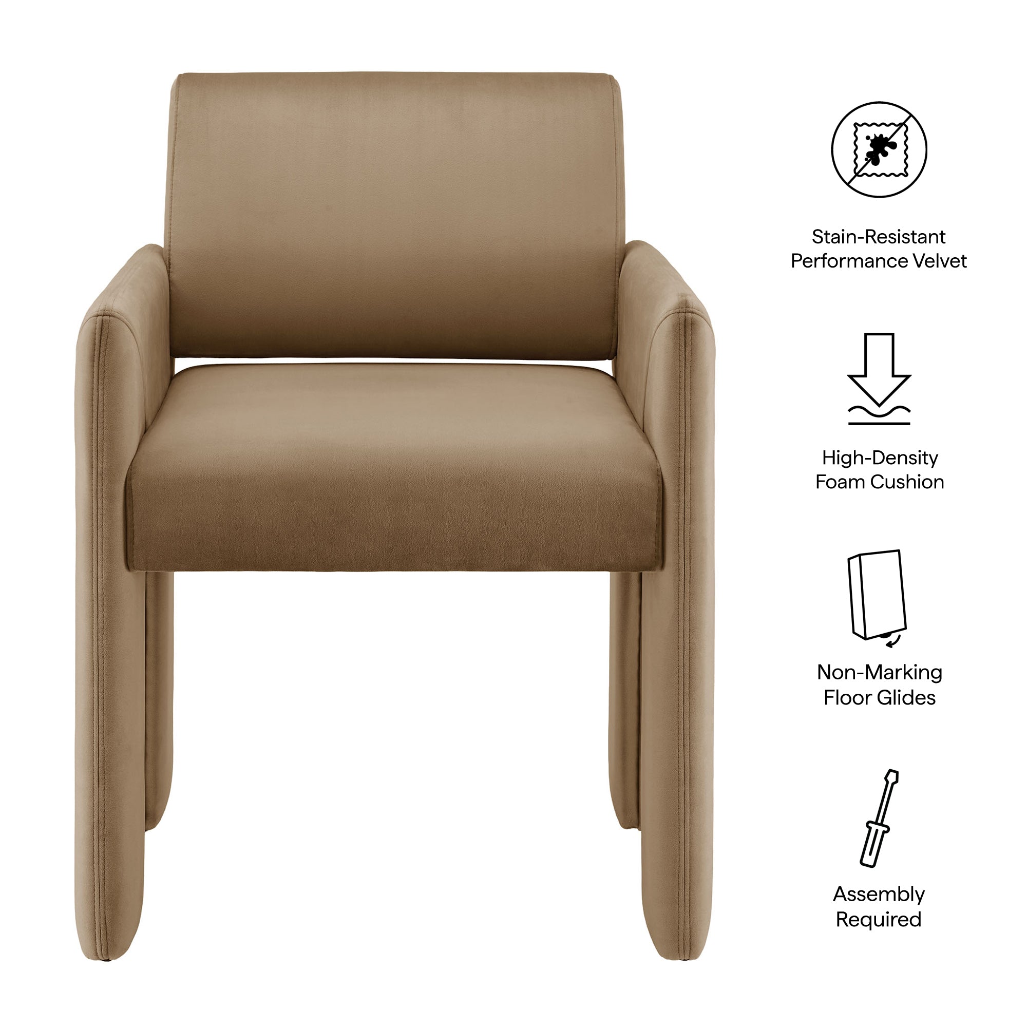 Daven Stain-Resistant Performance Velvet Dining Armchair, Taupe