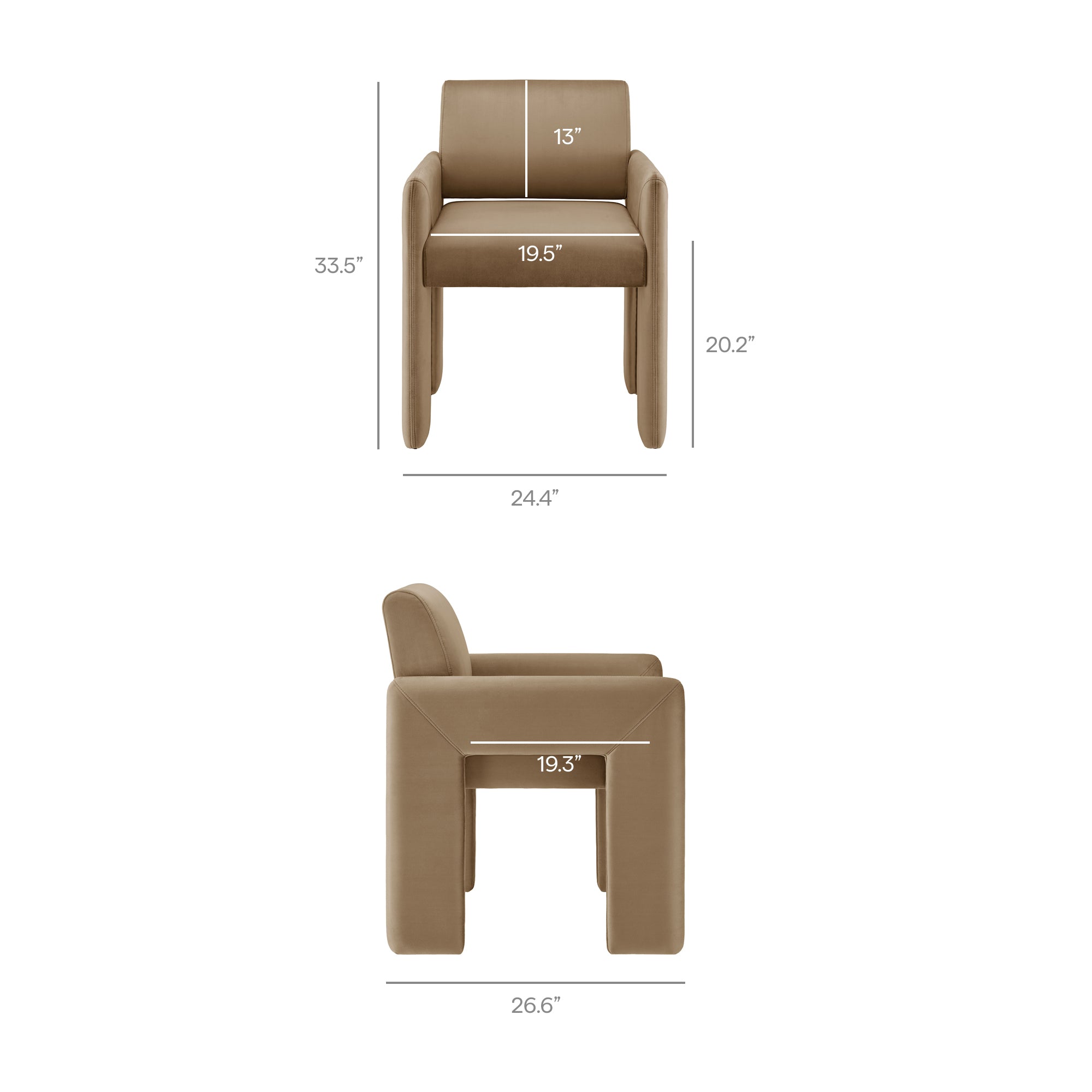 Daven Stain-Resistant Performance Velvet Dining Armchair, Taupe