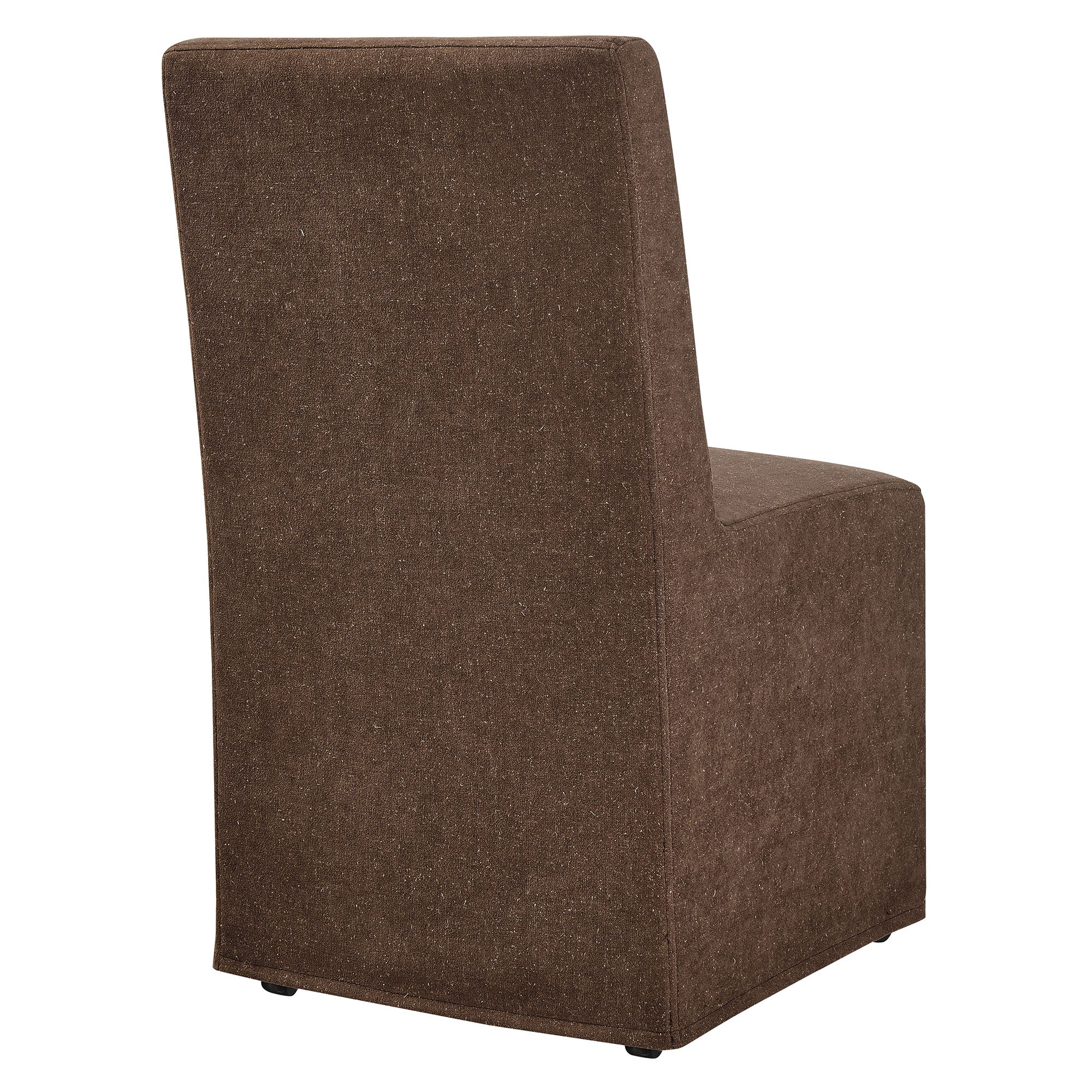 Tessera Upholstered Linen-Blend Slipcovered Dining Chair, Cocoa